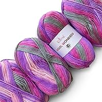 Vista 34 de Hilo de lana Wool Wonders para ganchillo, paquete de 4 (585 m / 400 g), patrones gratuitos - Hilo de lana para tejer - Aran/Grueso #4 Peso medio