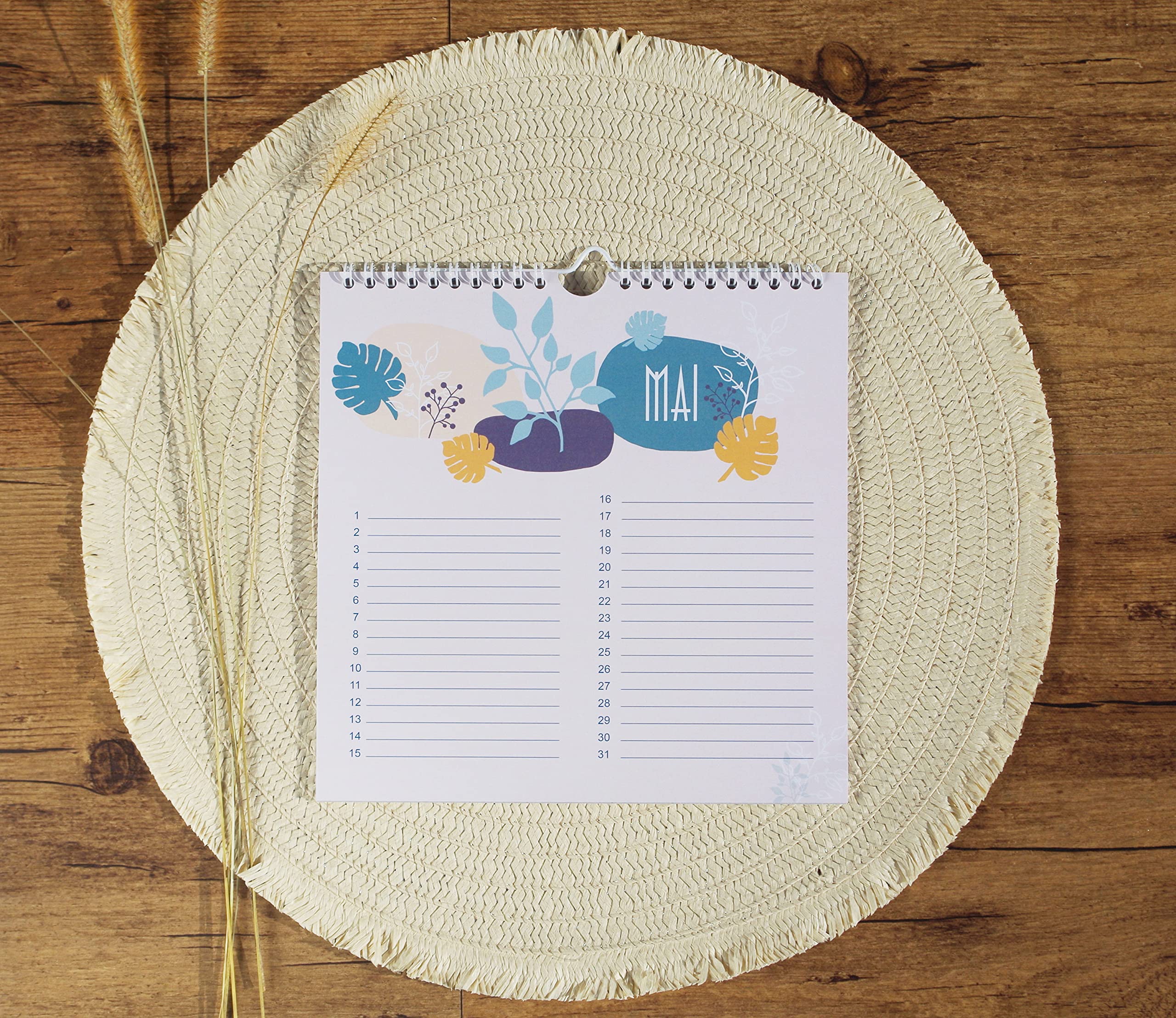 Calendrier Carré des Anniversaires, Mural, Perpétuel, Format 21 x 21 cm