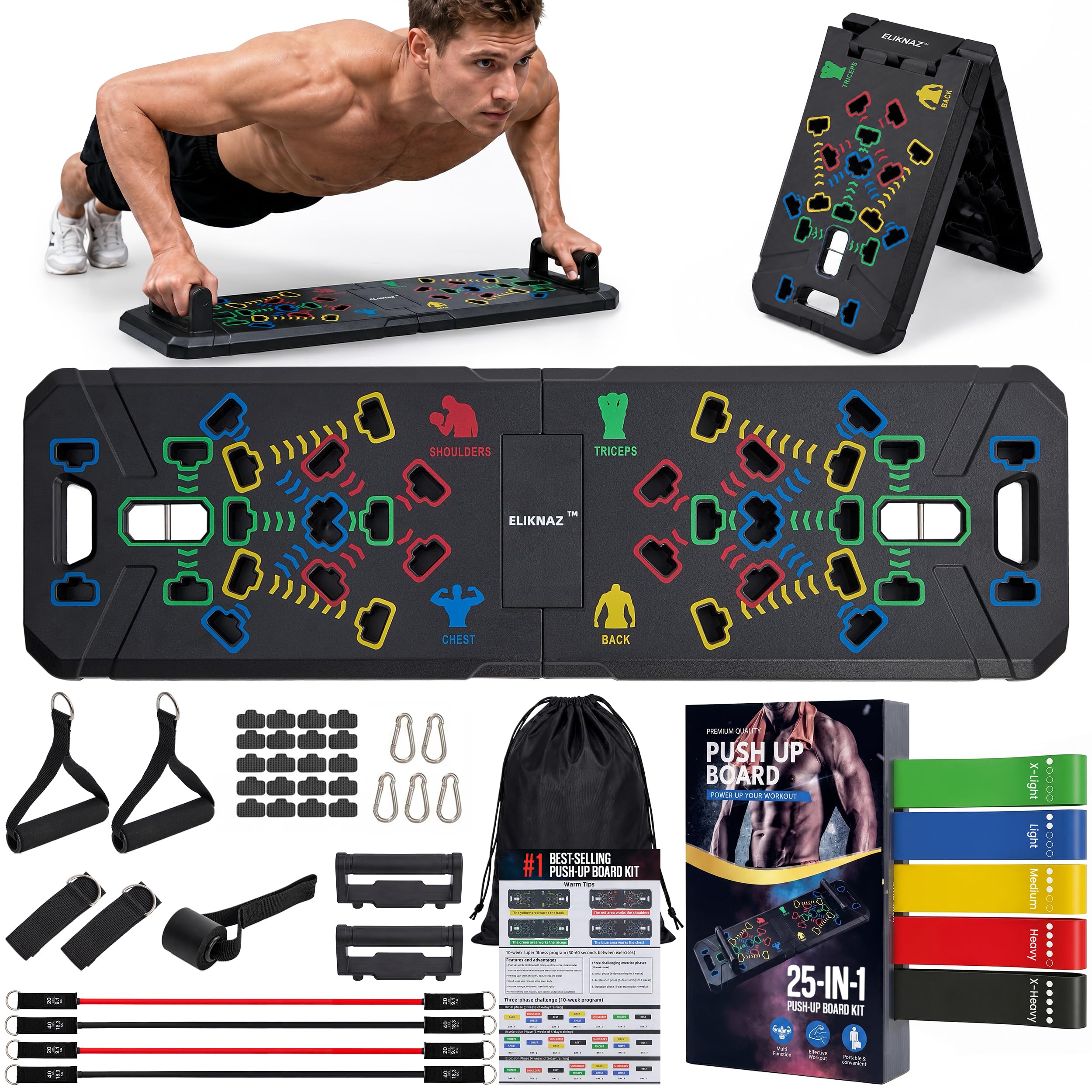 Amazon.com : Eliknaz Portable Push Up Board Gym Kit 25-in-1
