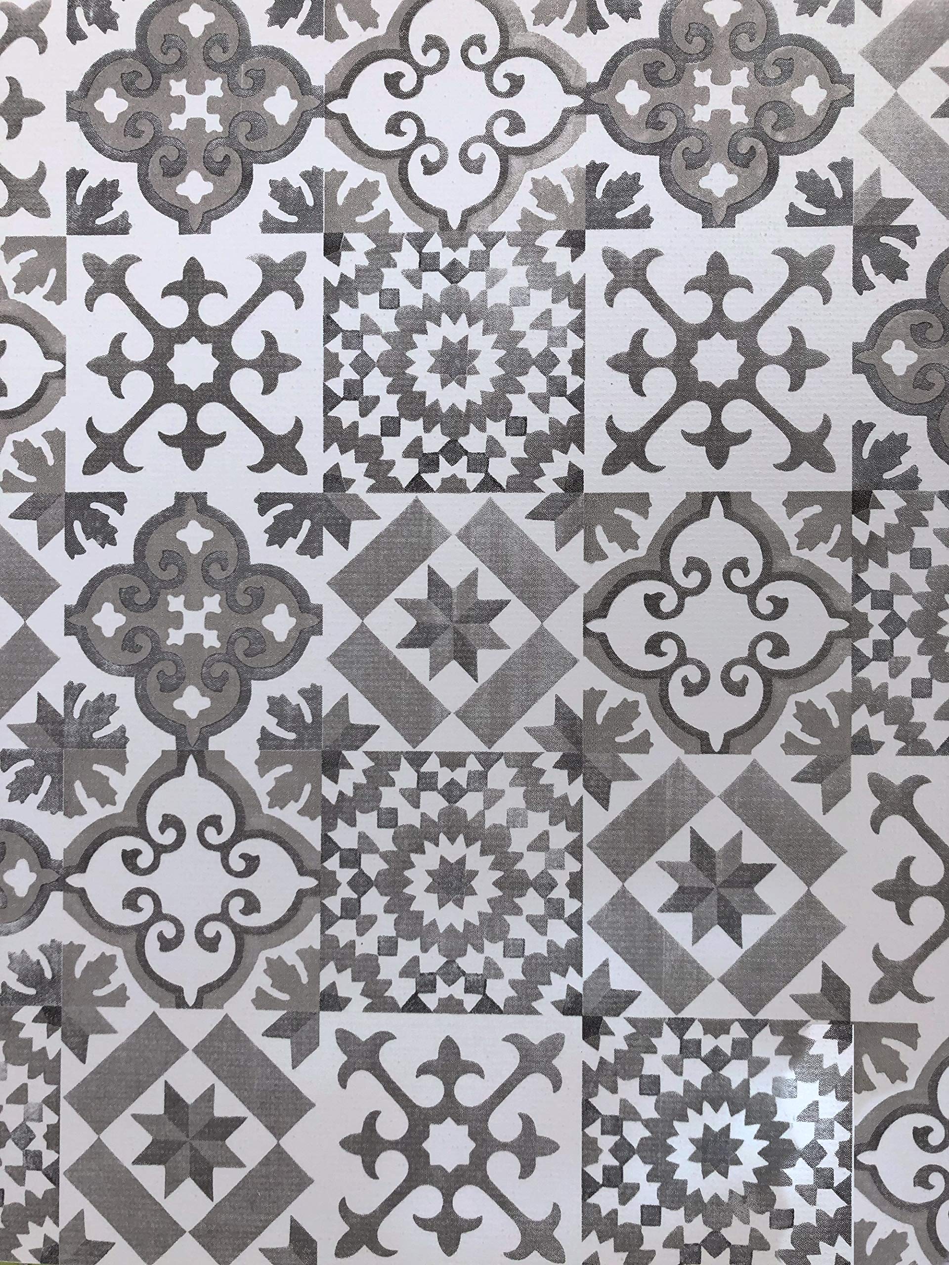 Alfombra baldosa hidráulica gris para pasillos modernos de 65cm de ancho De'Carpet de PVC
