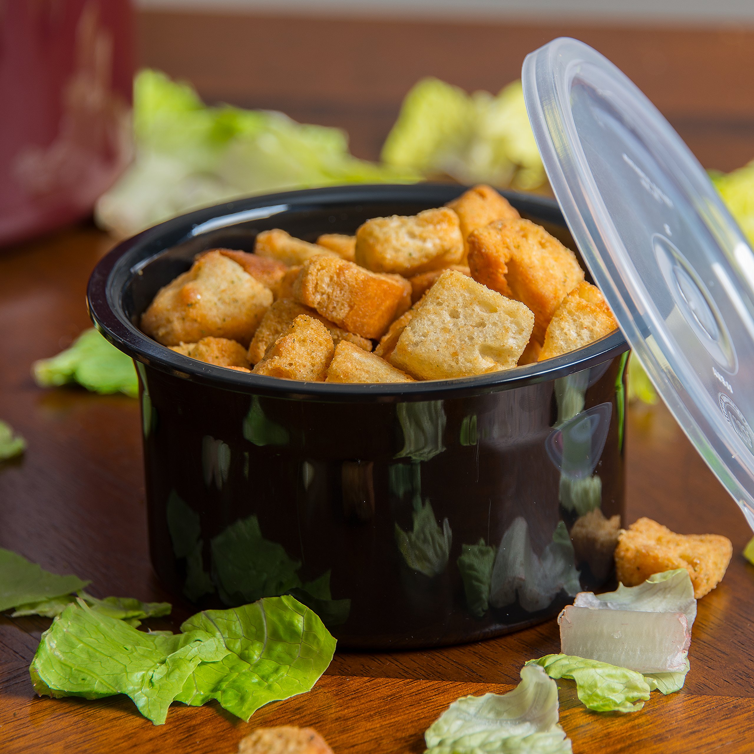 Carlisle 1.2 Quart Round Storage Containers With Lids - Pack Of 12, Black SAN Plastic For Kitchen & Restaurant