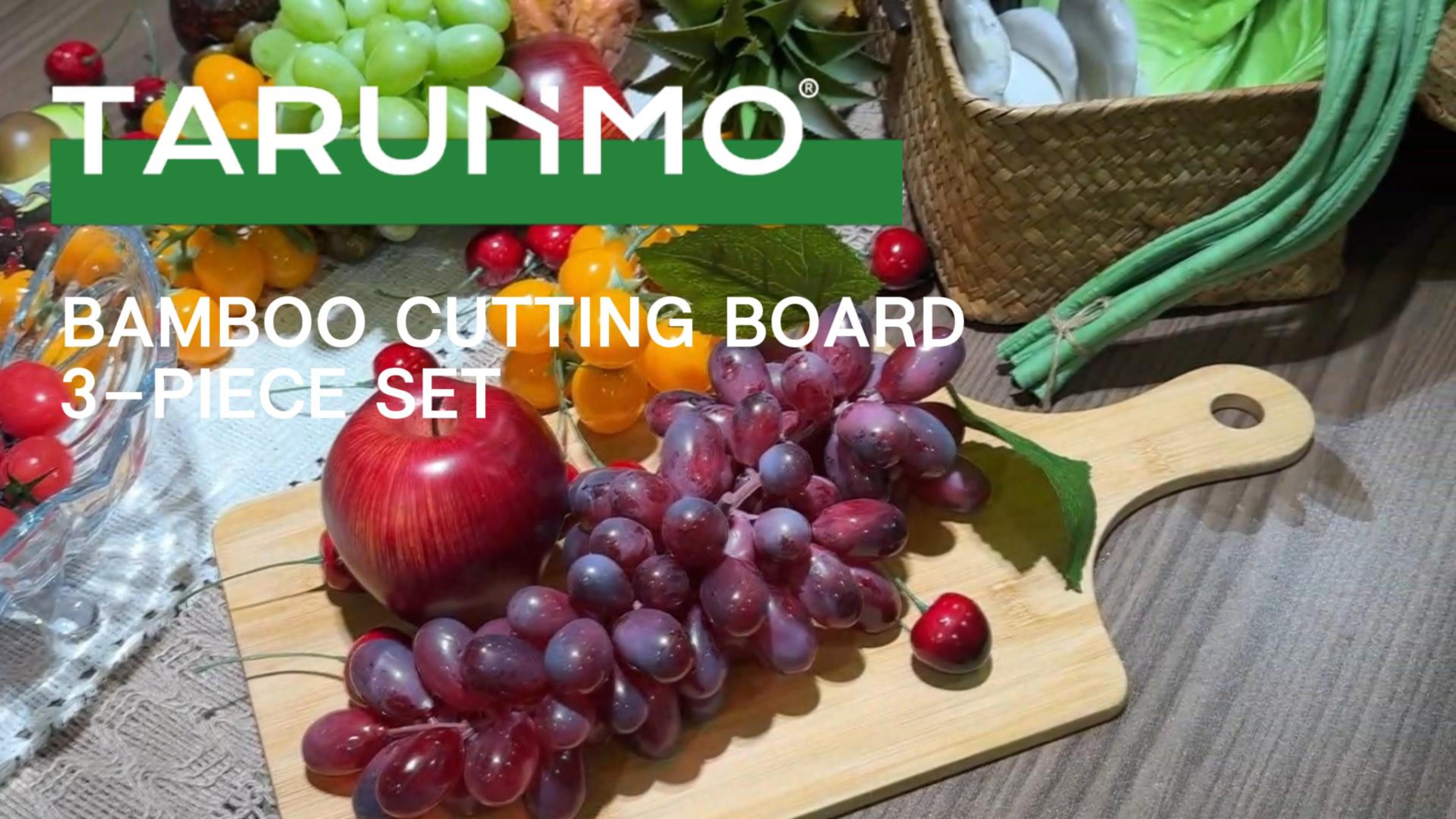 Set de 3 tablas de cortar de bambú con mango miniatura 7