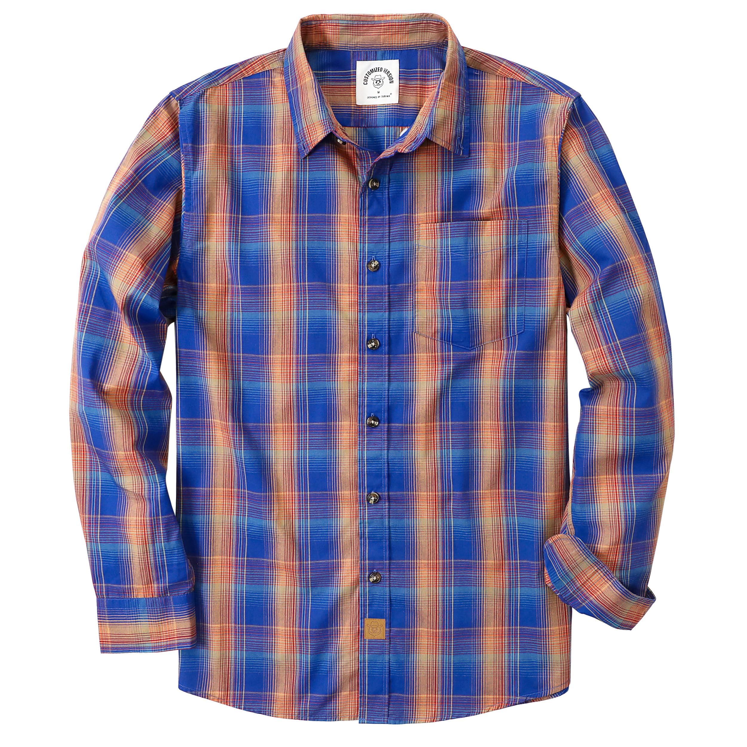 Dubinik® Camicia Uomo Camicia Quadri Uomo Casual Leggero Botton Down Regular Fit Conformate Camicia Uomo Taschini