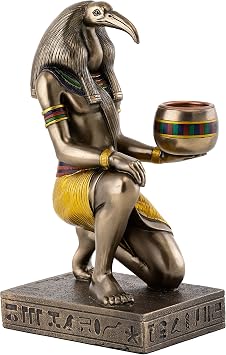 Top Collection Thoth Statue - Egyptian God of Knowledge and Wisdom Candle Holder Sculpture in Premium Cold Cast Bronze - 6.25-Inch Collectible Egypt Scribe Tehuti Figurine