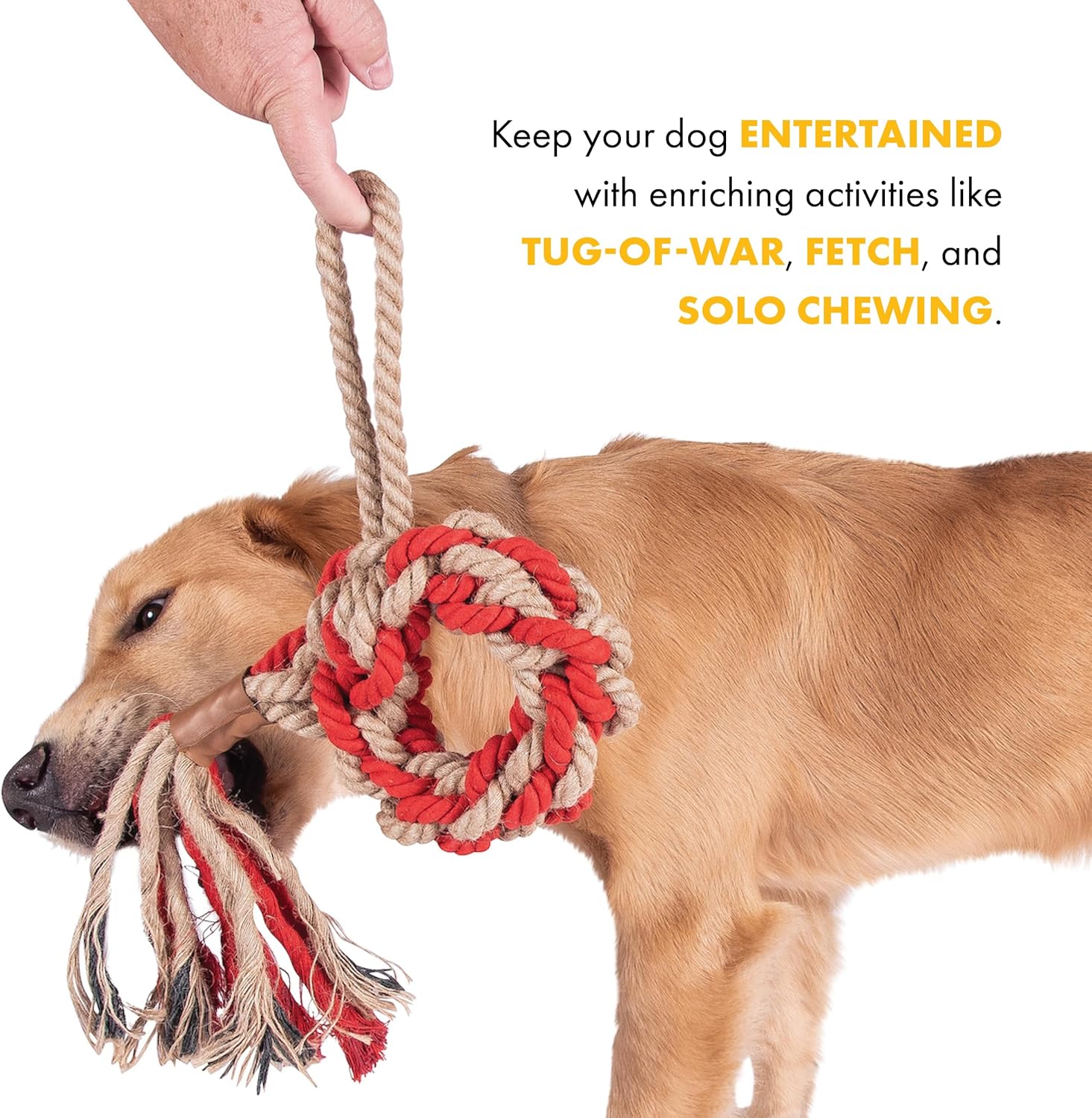 Wrangler Durable Coiled Rope Dog Toy – Tough Dog Tug of War Toy for Chewers – Toys for Small Puppies to Large Breeds