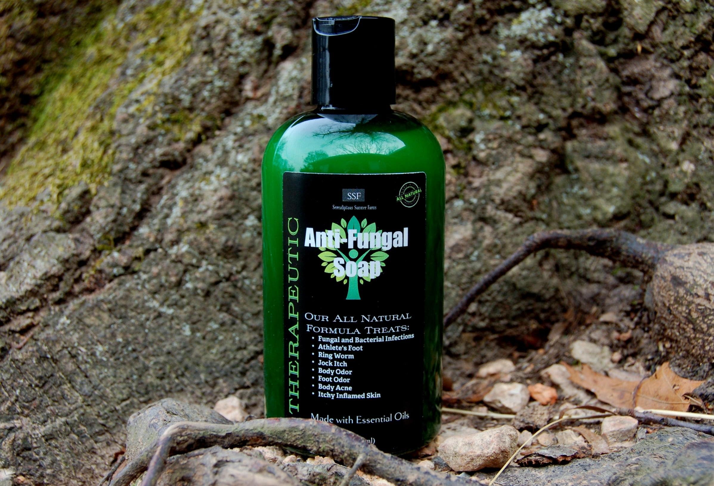 Serendipitous Summer Farms Antifungal Soap with Tea Tree, Mint, and Clove. All Natural Formula -Eliminate Athletes Foot, Body Odor, Acne. Antibacterial Post Gym/Workout Soap.