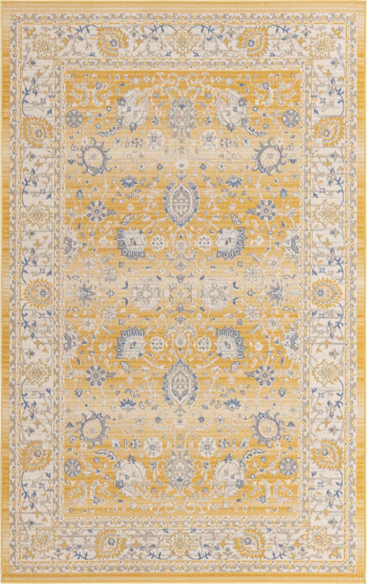 Unique Loom Whitney Collection Traditional Border Area Rug (5' 0 x 8' 0 Rectangular, Tuscan Yellow)