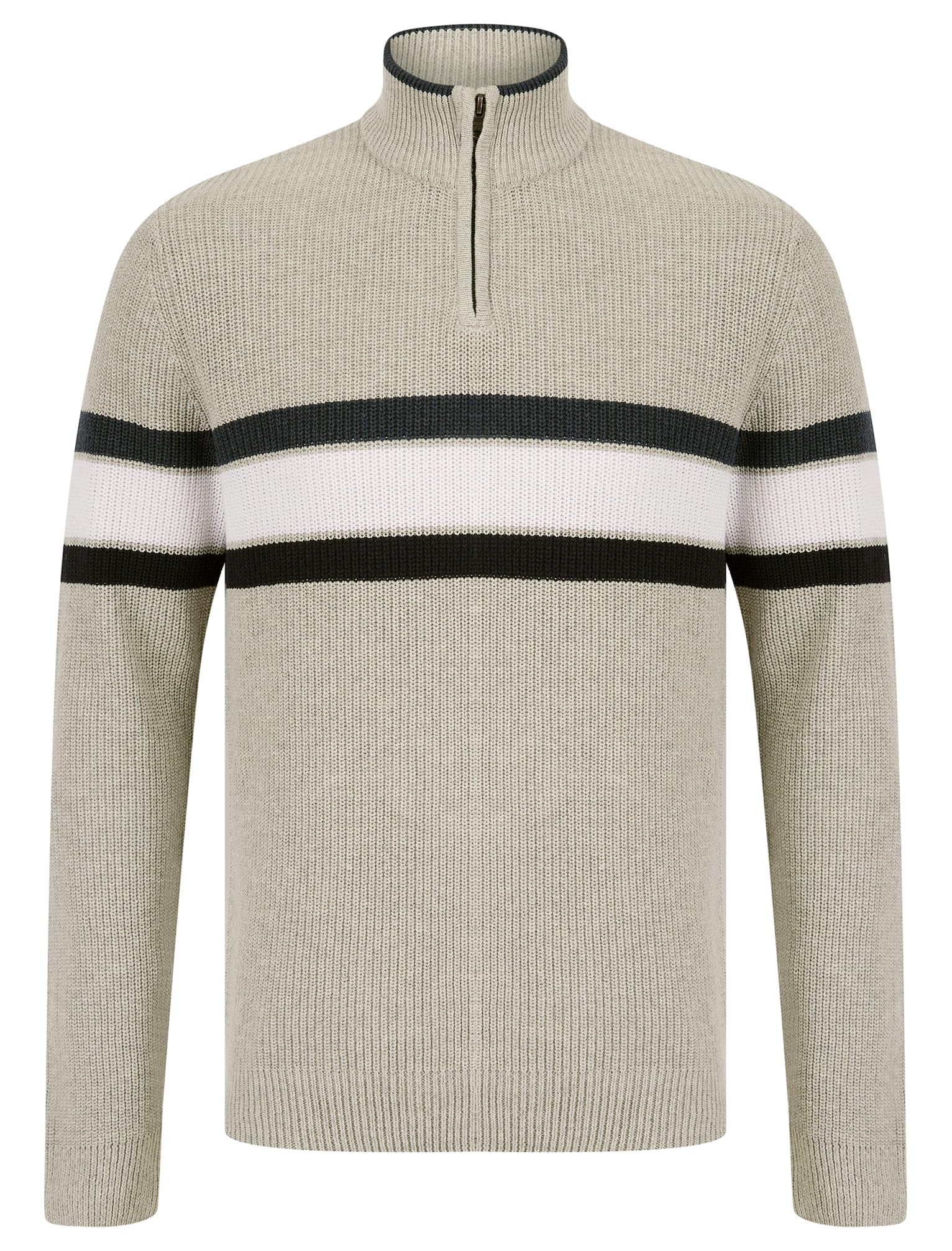 Kensington Eastside Men's 'Geoffrey' Striped Quarter Zip Neck Knit Jumper