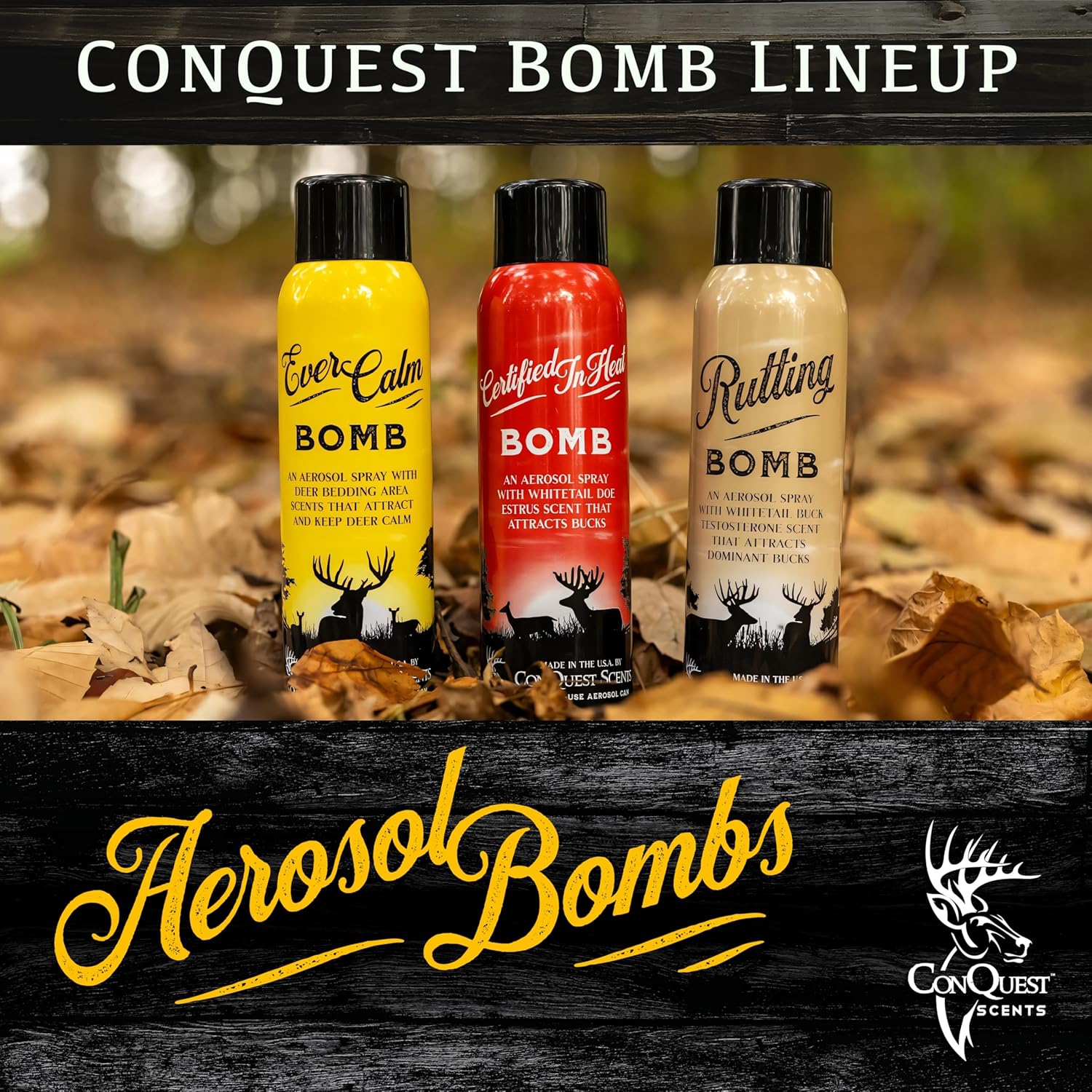 Conquest Scents EverCalm Deer Scent Bomb – Deer Attractant Spray & Calming Scent, All-Season Effectiveness, Versatile Hunting Aerosol Canister