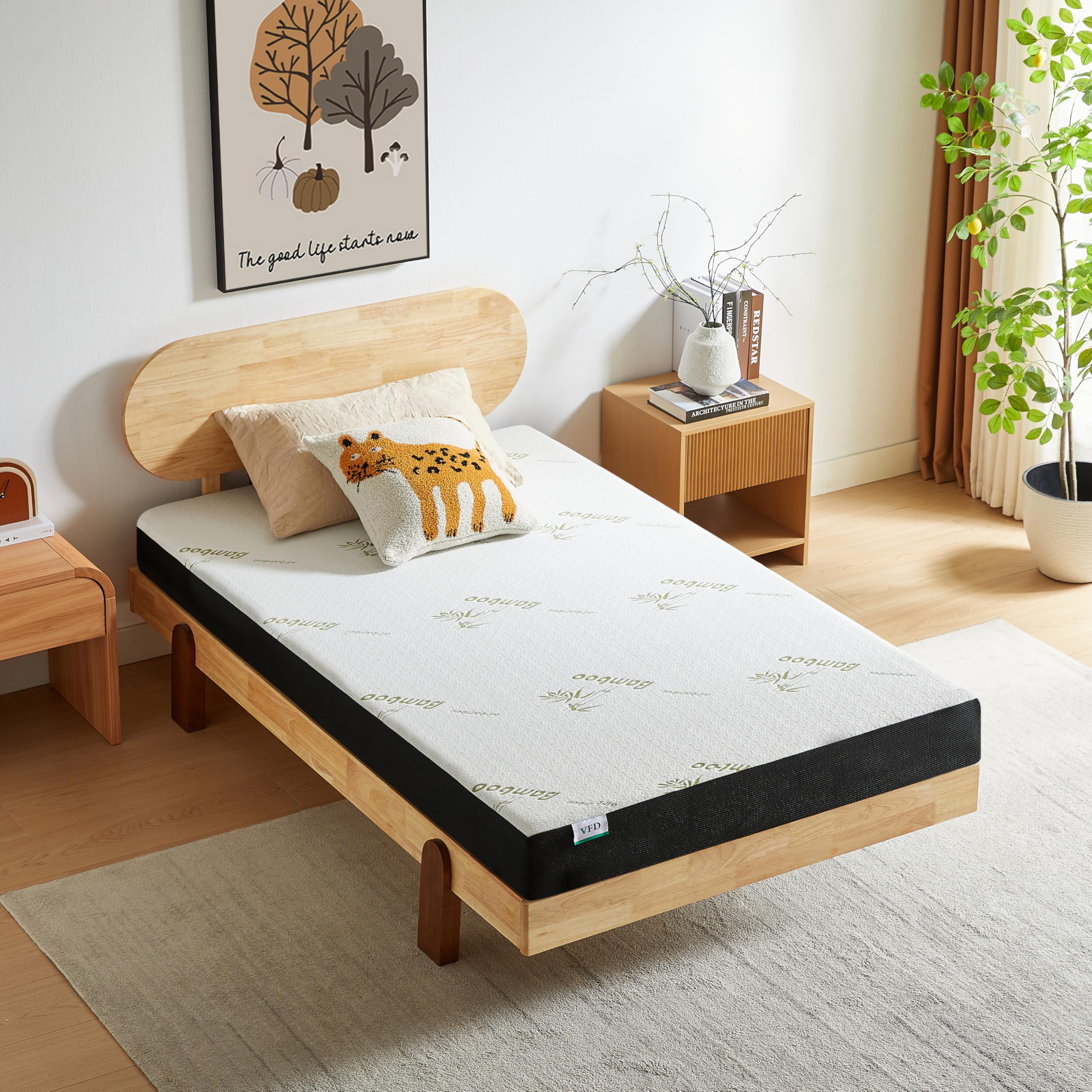 VFD 5 Inch Gel Memory Foam Twin XL Mattress Removable Cover Medium-Firm for Bunk Bed, Trundle Bed, Pressure Relief CertiPUR-US Certified Mattress Topper in a Box