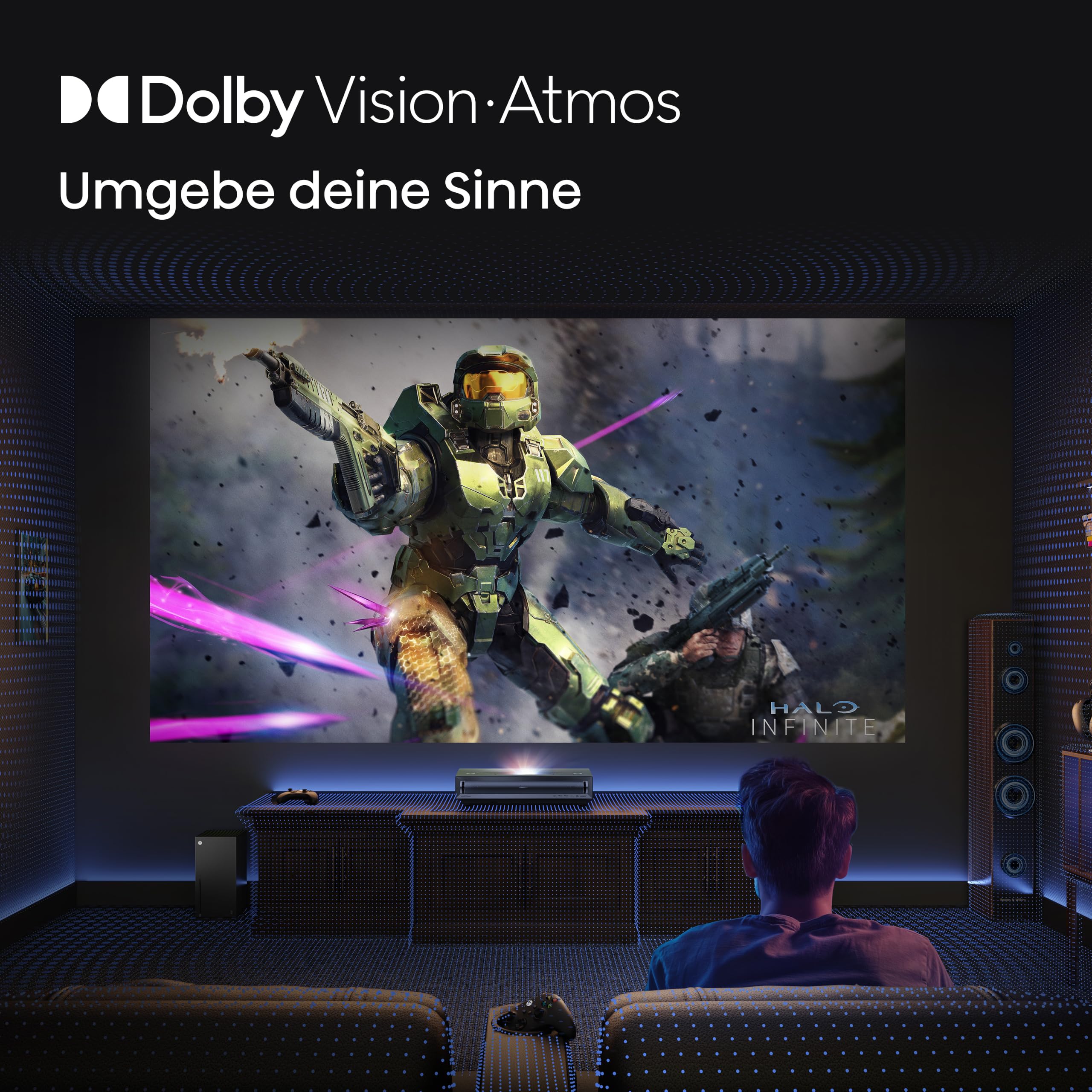 Hisense PX3-PRO 4K Smart Laser Projektor/Ultrakurzdistanzbeamer/ 80''-150‘‘ Projektionsgröße/Hisense LPU Technologie/Dolby Vision.Atmos/Xbox-Zertifiziert/ 3000 ANSI Lumen/Erweitertes Farbspektrum
