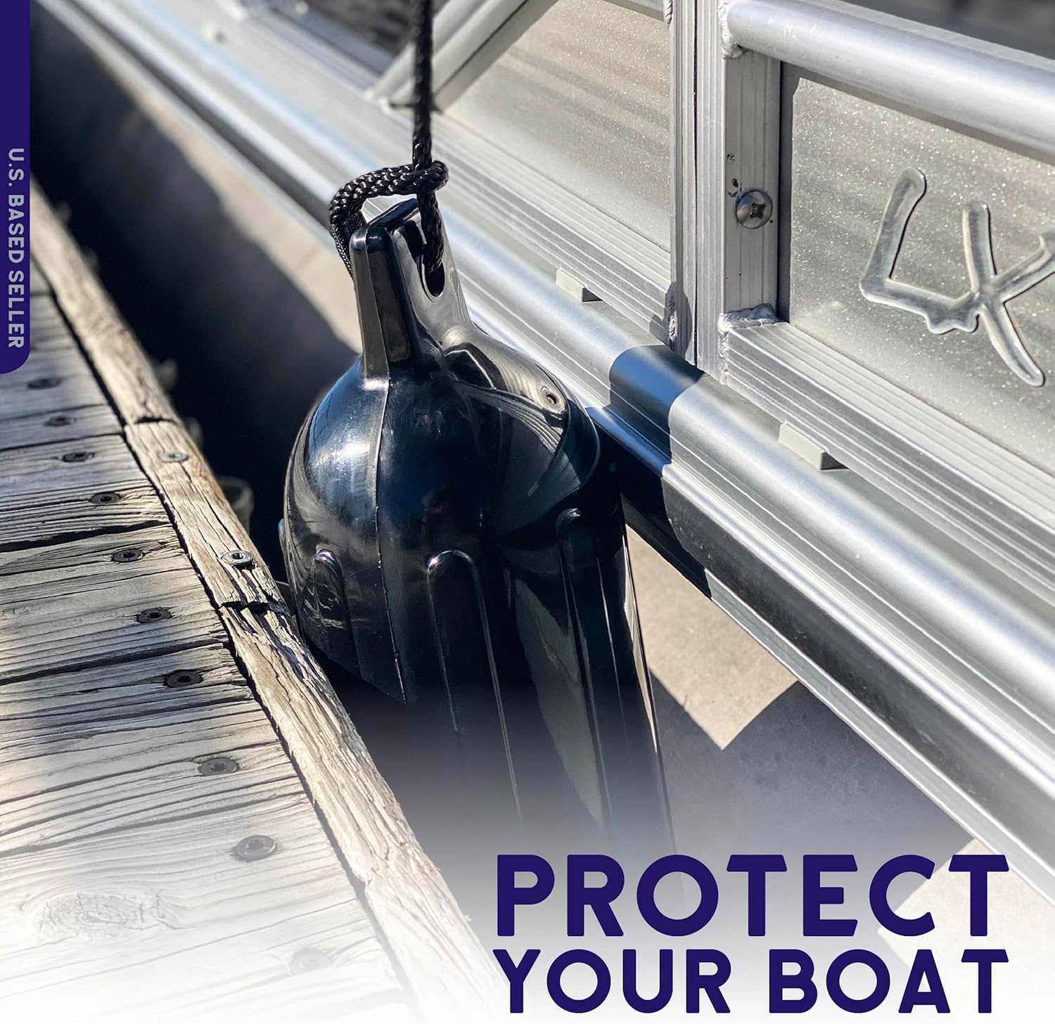 BISupply Boat Bumpers for Docking - Boat Fenders 2 Pack 22.8 x 7.8in Buoys with 2 Fender Lines and 12in Inflator