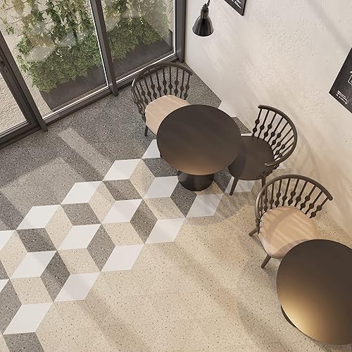 Miniatura 7 de Lucida Surfaces Azulejos de vinilo de lujo  Suelo adhesivo  Azulejo en forma de rombo con aspecto de mármol  MosaiCore  Azulejo de muestra única