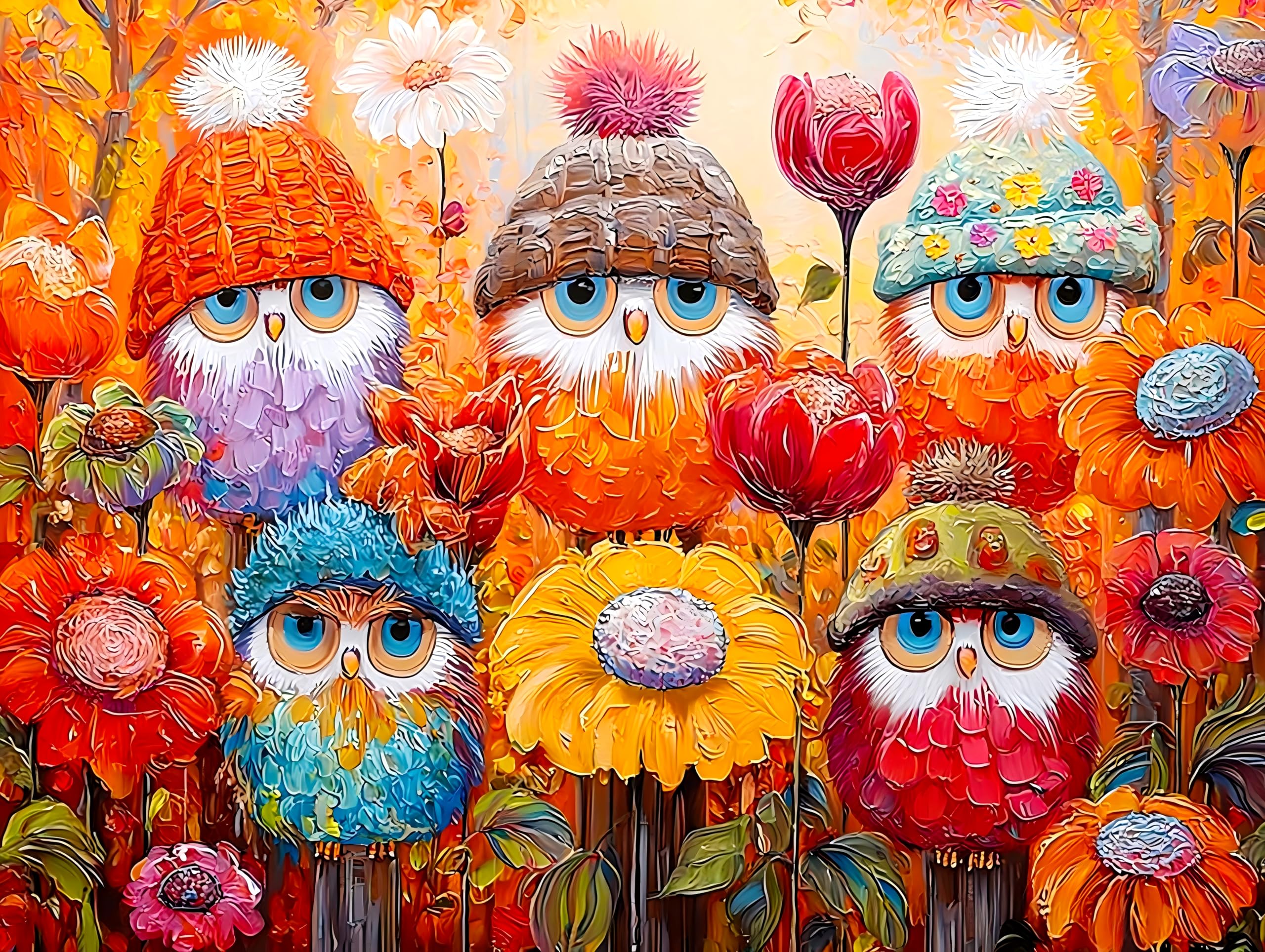 Reofrey DIY Diamond Art Kits for Adults Colorful Owl, Full Drill Round Rhinestone Diamond Painting Kits for Adults, Cross Stitch Embroidery Canvas for Crafts Home Wall Decor 30x40cm