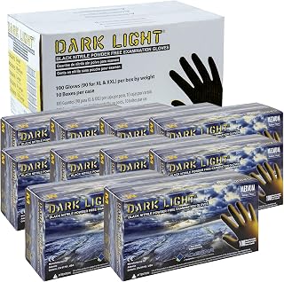 Adenna Dark Light Bulk Disposable Nitrile Gloves – 9 Mil, Heavy Duty Work Rubber Glove with Textured Grip, Non-Latex & Powder Free, Case of 1000, Medium, Black