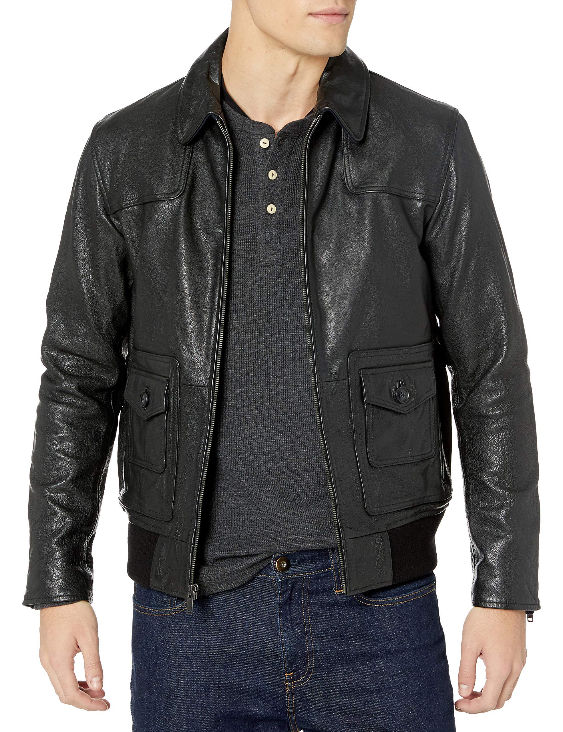 John Varvatos Star USAMen's Reese Dbl Pckt Lthr JKT W Velvet Trim