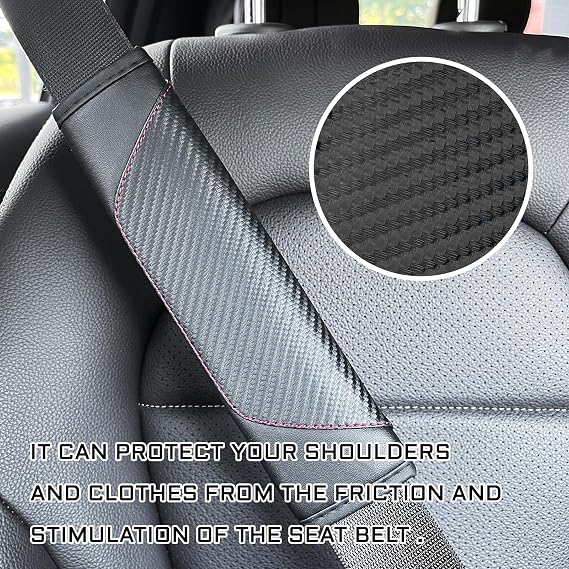 2PCS Seatbelt Cover Car Belt Cover Seatbelt Cushion, Carbon Fiber Wagon Seat Belt Pad Shoulder Strap Protection, Car Safety Seat Belt Strap Cushion Protect Your Neck and Shoulder(Black)