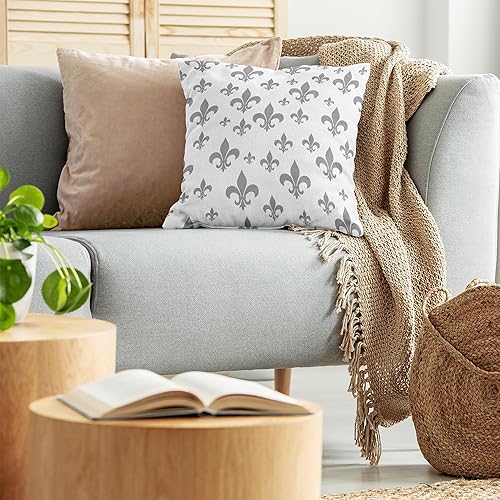 Miniatura 3 de Ambesonne Fleur De Lis - Funda de cojín con diseño de lirio, diseño clásico retro, real, vintage, arte ornamental de iris europeo, funda de almohada