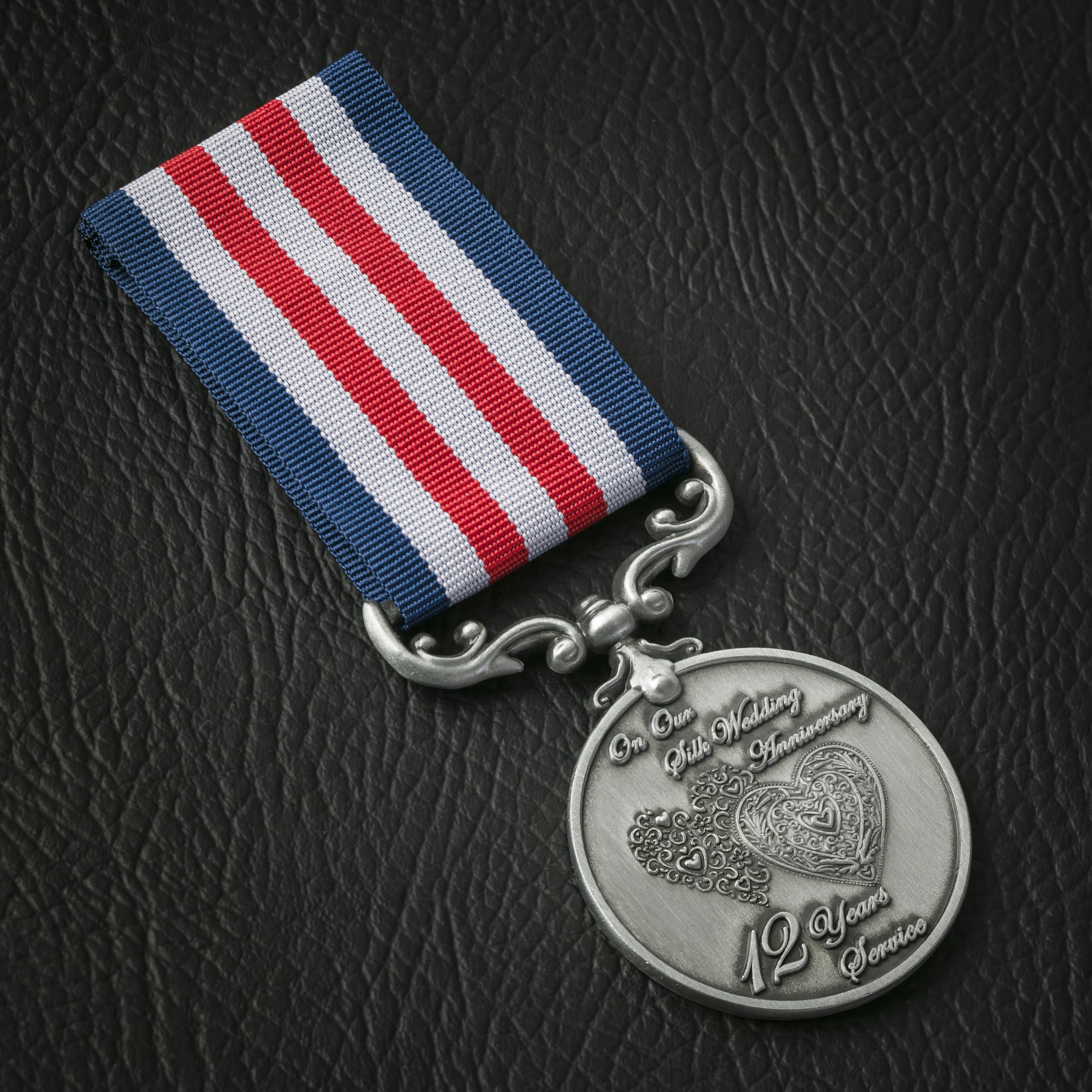 The Commemorative Coin Company Silver Our 12Th Silk Wedding Anniversary Long Service/Bravery Medal. Gift For Partner/Husband/Wife 12 Years Of Marriage