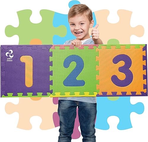 Tapete seguro de números no tóxico, grueso y suave, de 0 a 9, 10 azulejos, aprendizaje temprano de matemáticas, los niños aprenden y juegan con