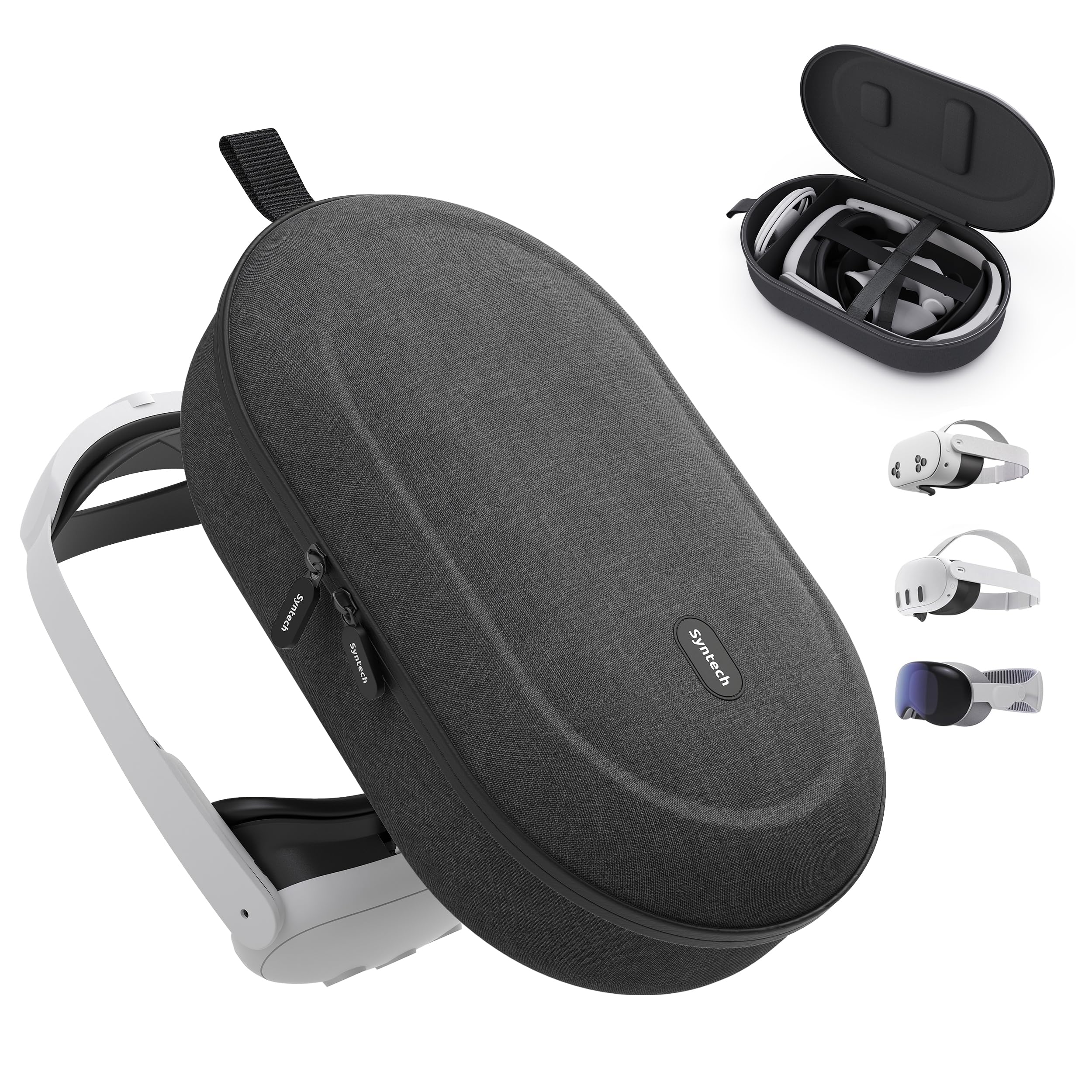 Syntech Hard Carrying Case Compatible with Meta Quest 3S/Quest 3/Oculus Quest 2/VP/Pico4, Accessories VR Headset with Elite Strap, Touch Controllers for Travel, Black (Do Not Fit 3rd-party Headstrap)