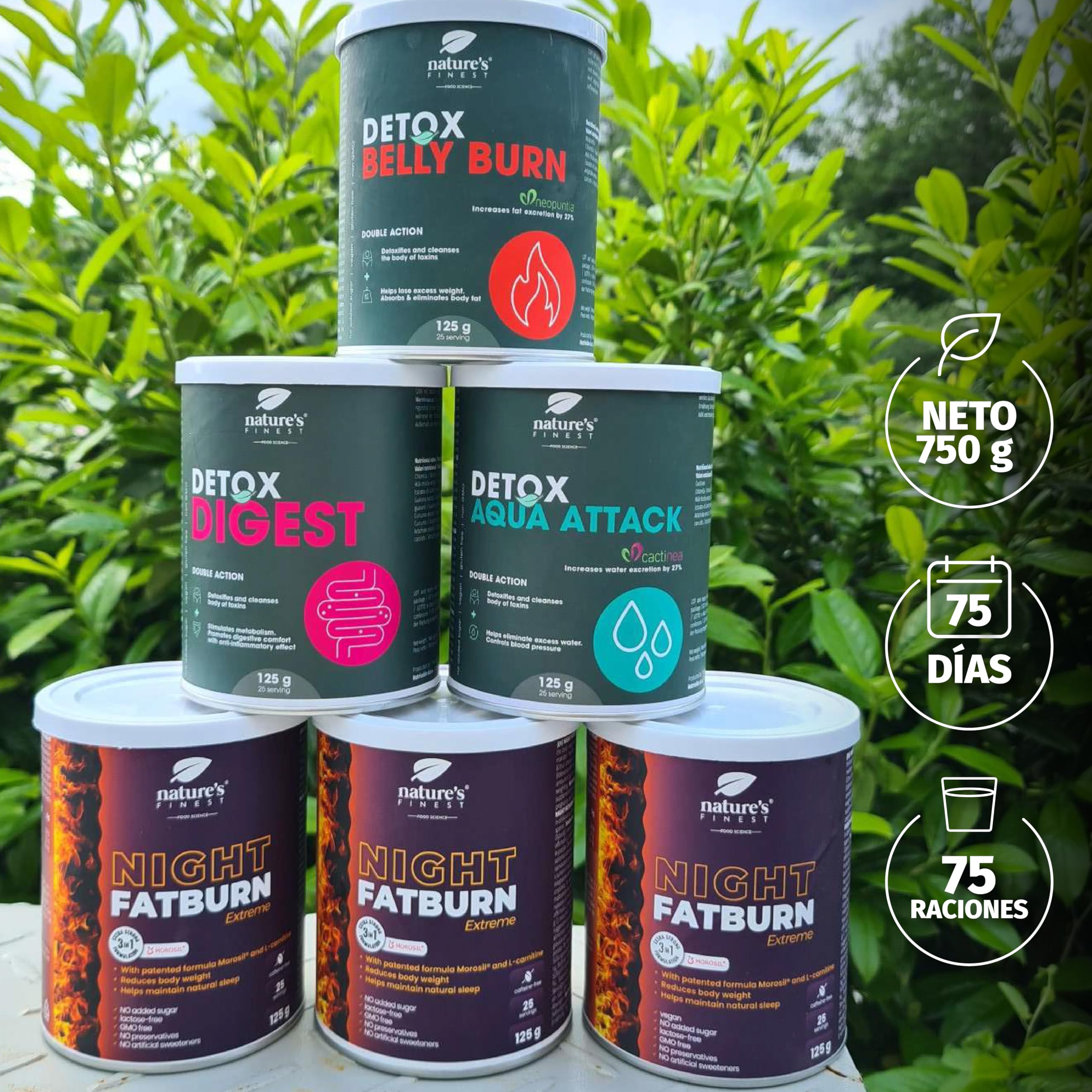 Nature's Finest Pack Transformación 3 Meses Pack 6 Botes 750 g | pack de 6 bebidas en polvo con botánicos para 75 días - 750 g - con stevia, sin azúcares añadidos - vegano