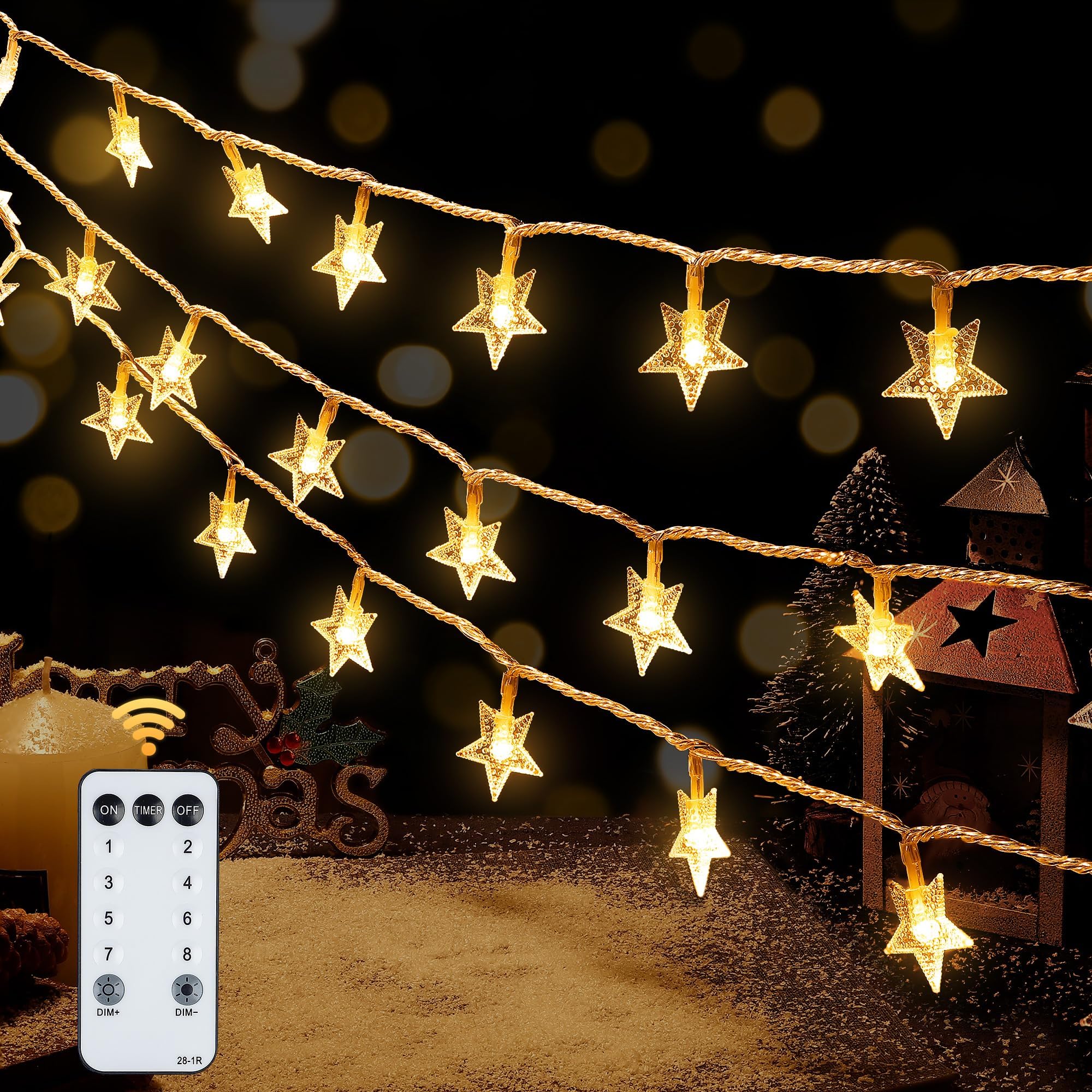 Amazon.com: ANJAYLIA Star Lights 20 FT 40 LED Battery Operated String ...