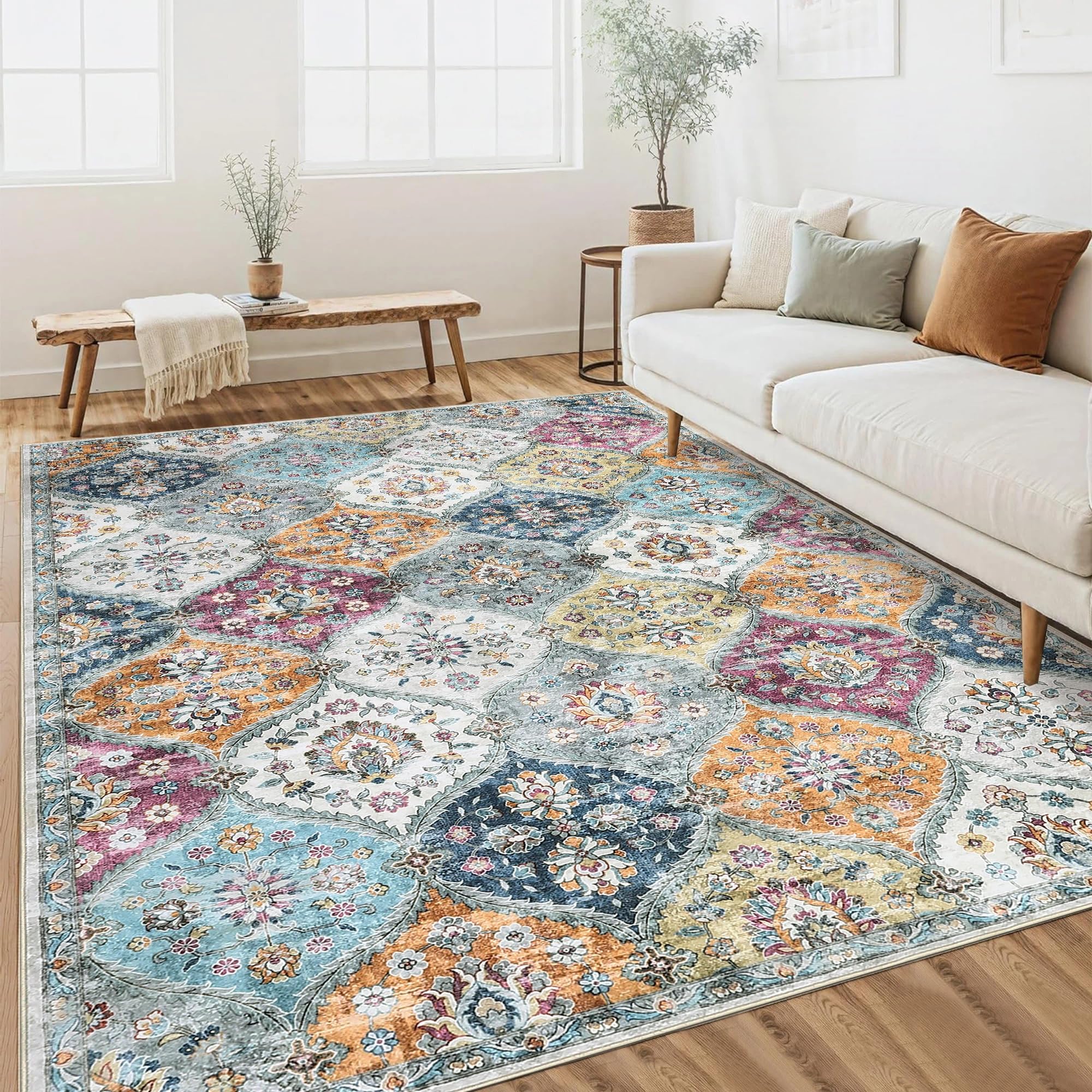 Tapis de salon bohème pliable et antidérapant grand format