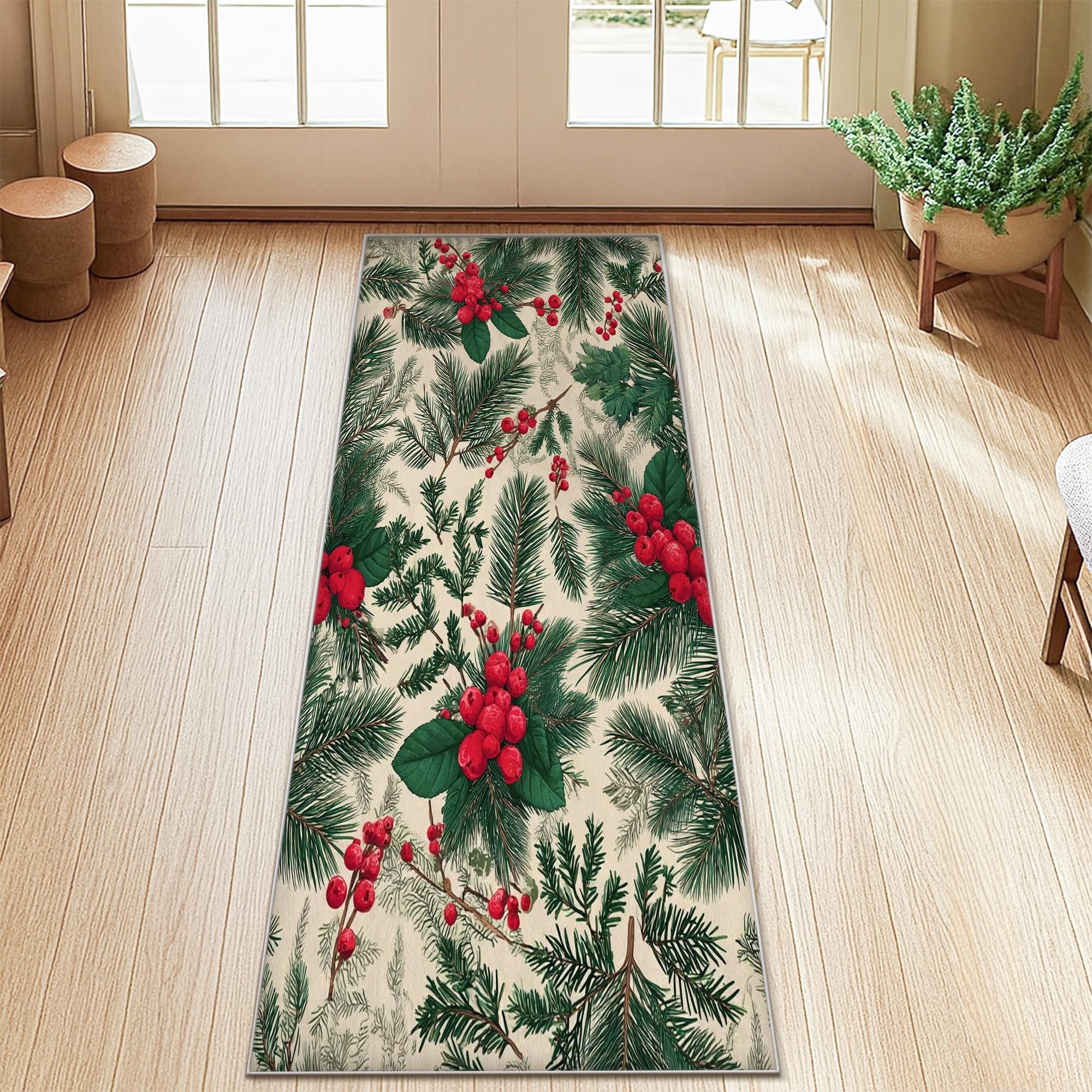 Tapis de couloir de Noël antidérapant pour sécuriser et décorer une entrée humide