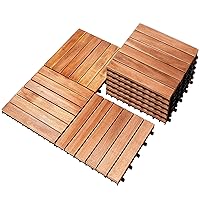 Vista 25 de PrimeZone - 54 azulejos entrelazados de madera de acacia sólida para terraza, patio, 12 x 12 pulgadas, impermeables, para interiores y exteriores