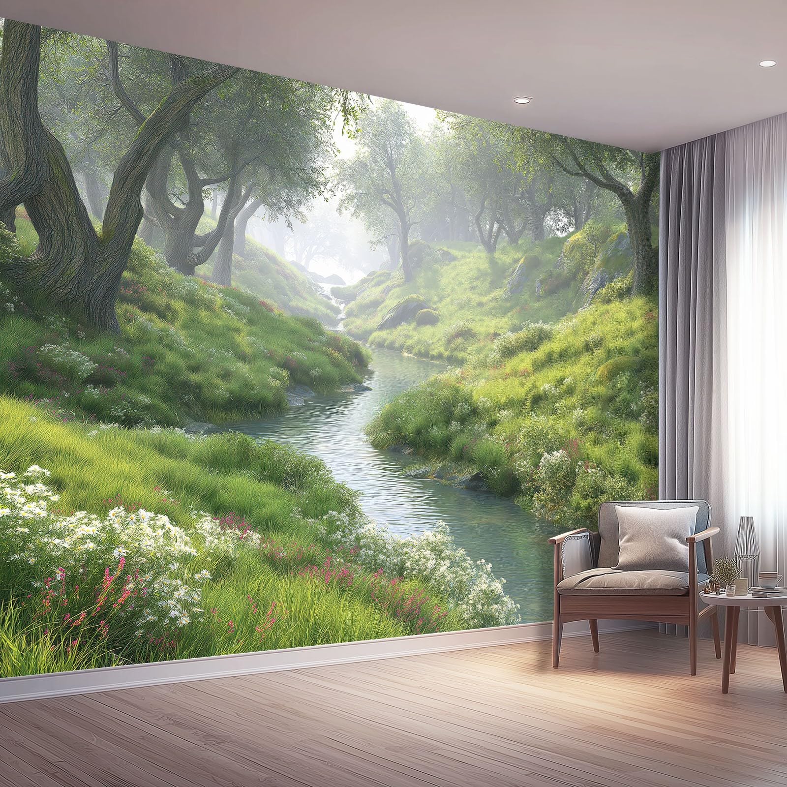 Papier Peint Panoramique Plantes Vertes 350 x 256 cm Décoration Murale