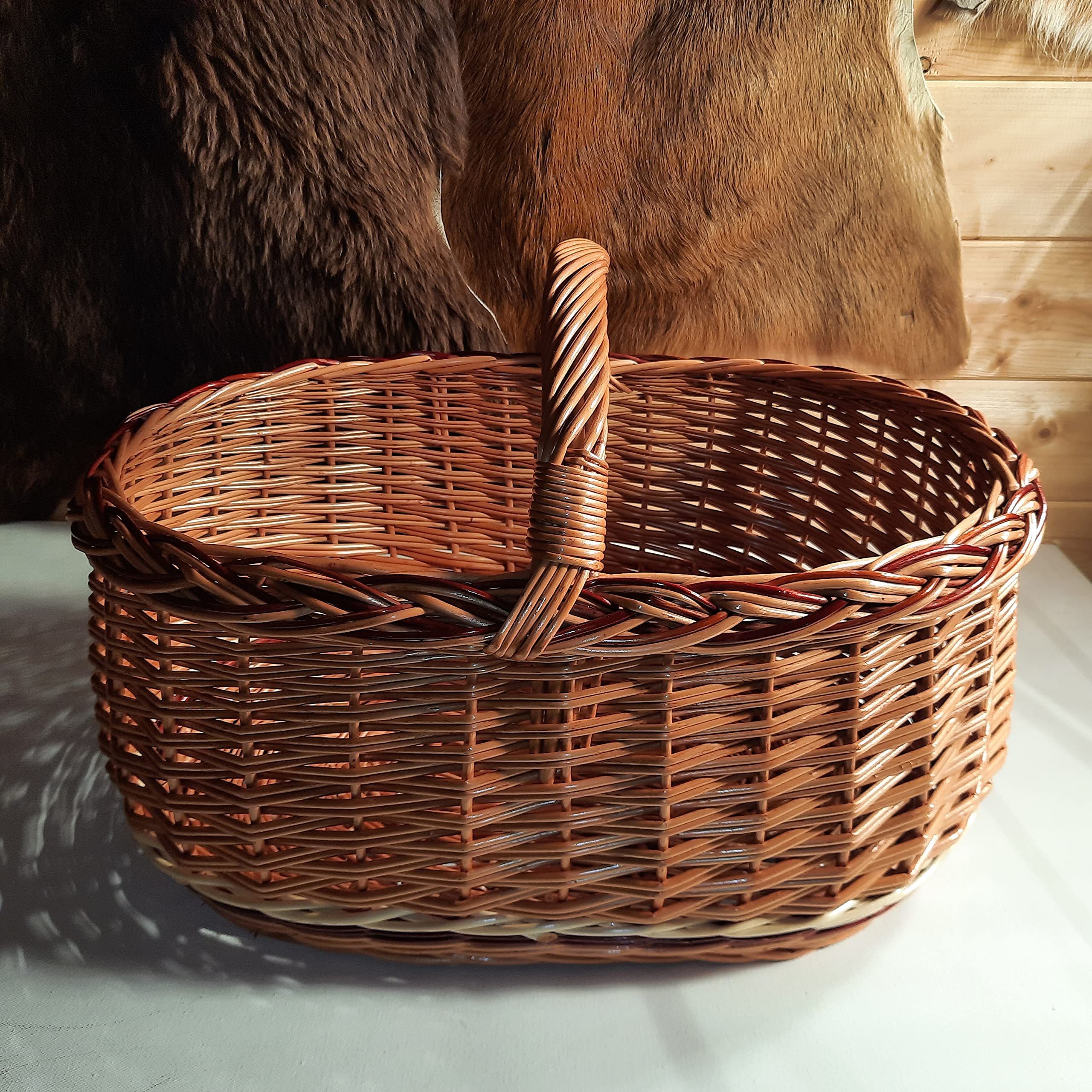 Einkaufskorb Classic Geflochten L: 51 cm x B: 34 cm Autokorb Weide Pilzkorb
