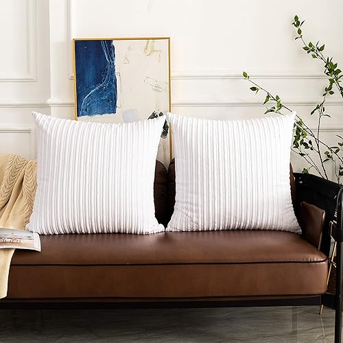 Miniatura 765 de UGASA - Juego de 2 fundas de almohada de terciopelo a rayas, funda decorativa para cojín con cremallera oculta para el hogar, sofá, dormitorio,