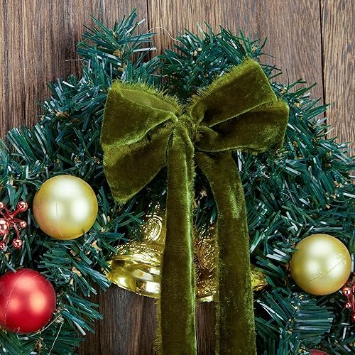 Miniatura 9 de Cinta de terciopelo gris claro para envolver regalos, cinta de tela con flecos hecha a mano de 1 12 pulgadas de ancho para decoraciones de Navidad,