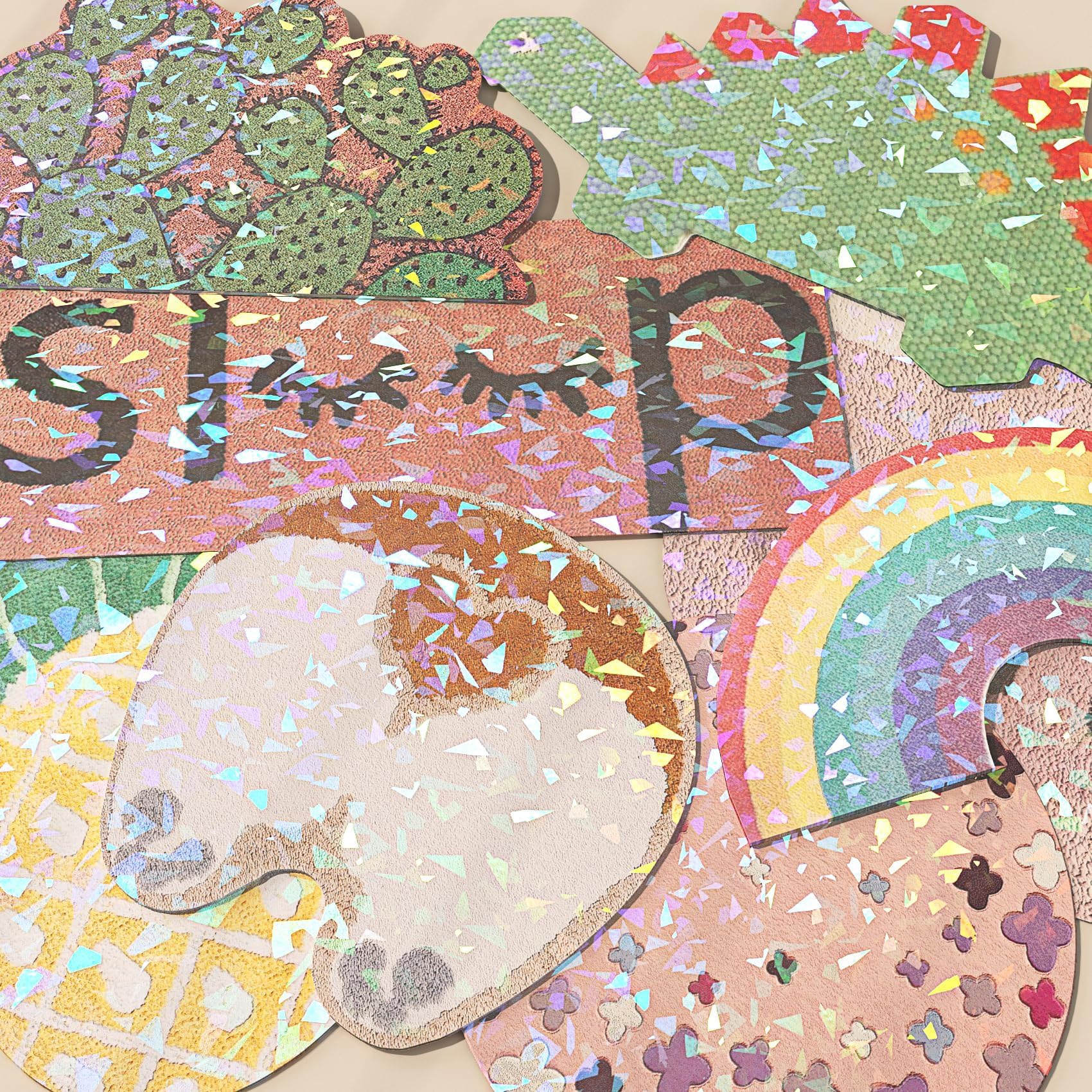 LACHEERY Pellicola Olografica Glitter con Motivo Vetro Carta Olografica Adesiva Trasparente 40cm x 700cm Vinile Permanente Impermeabile Pellicola Adesiva Colorata Lucido per DIY Regalo Decorazione