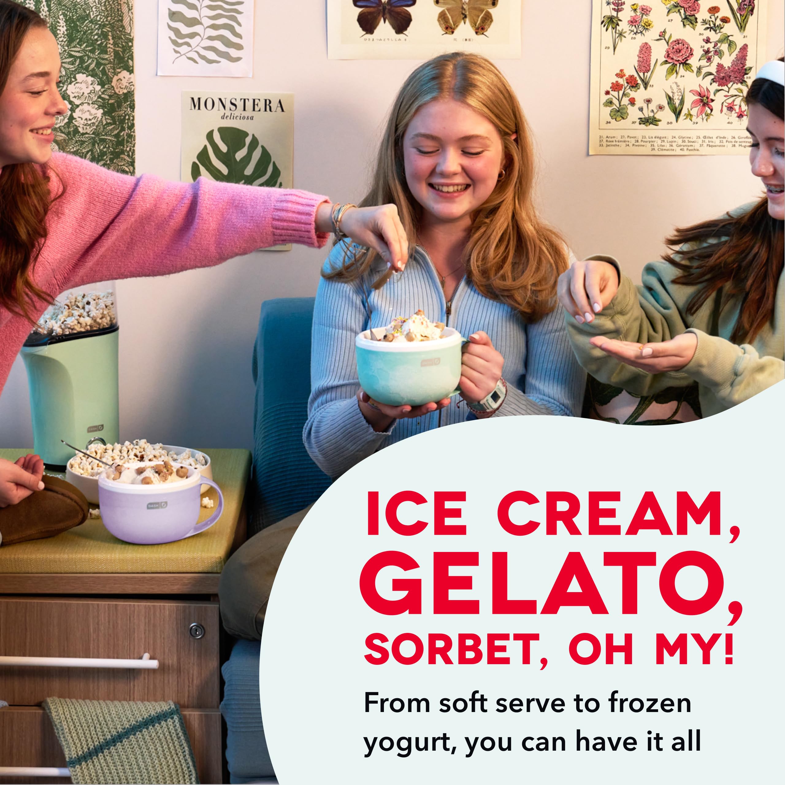 DASH My Mug Ice Cream Maker Machine (Aqua): Multi-Purpose Soft Serve Ice Cream Machine with (2) Bowls for Homemade Gelato, Sorbet, Frozen Yogurt, Built-In Ingredient Chute, Easy to Clean and Store