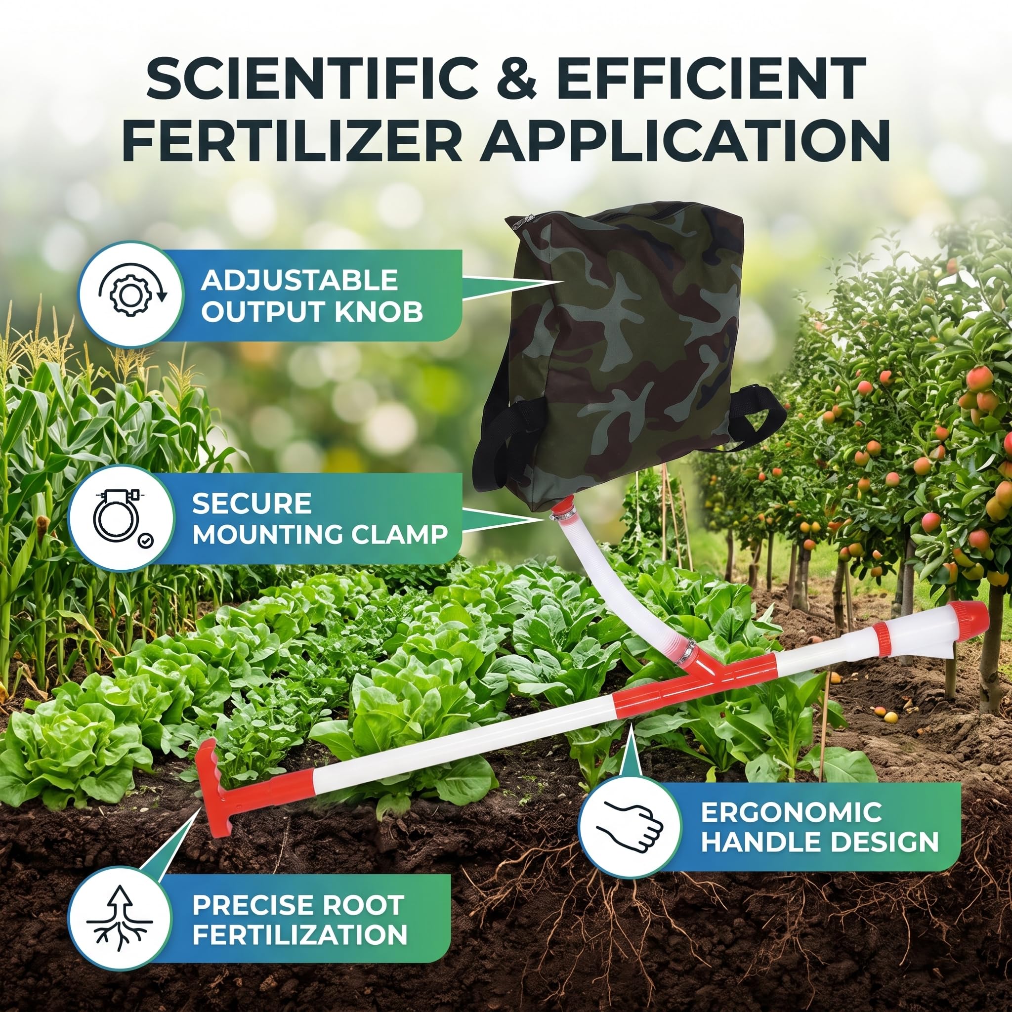 Fdit Spandiconcime, Spandiconcime Manuale Spandiconcime Strumento di fertilizzazione con Borsa per Fattoria Mais Verdure Frutta di Canna da Zucchero