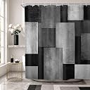Abstract Black Grey White Shower Curtain 72x72 Modern Art Bathroom Decor