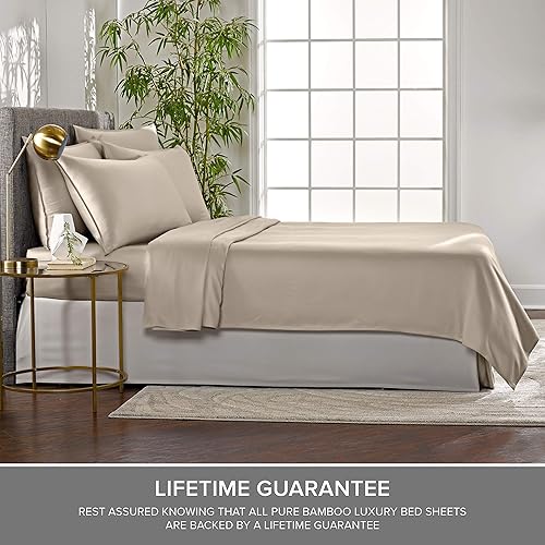 Miniatura 4 de Sábanas Split King de Pure Bamboo, auténtica viscosa 100% orgánica derivada del juego de sábanas de bambú, suave y refrescante, doble costura. No