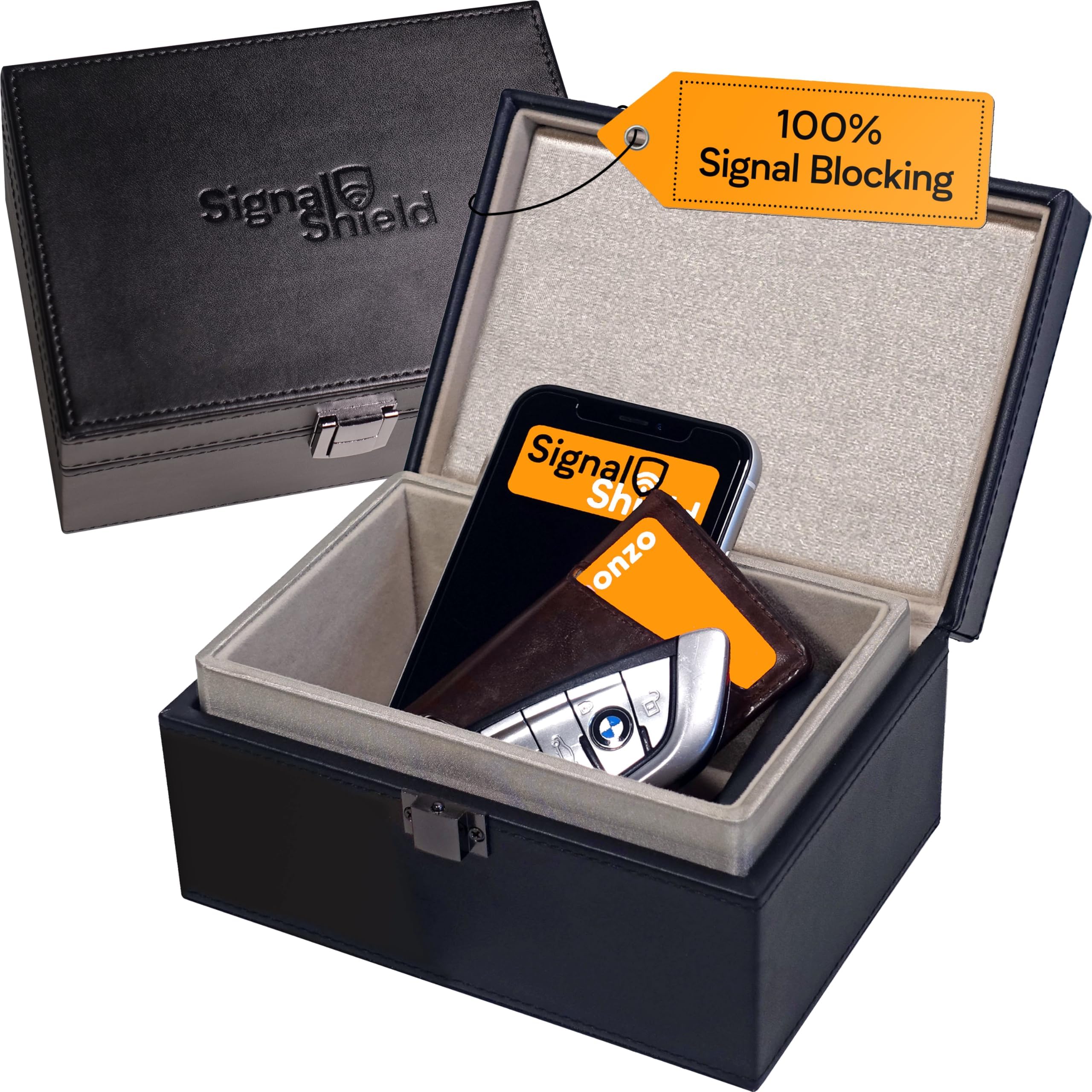 Signal Shield High Quality Faraday Box for Car Keys, RFID Blocking Box, Anti-Theft Keyless Fob Protector, Approved Large Car Key Safe