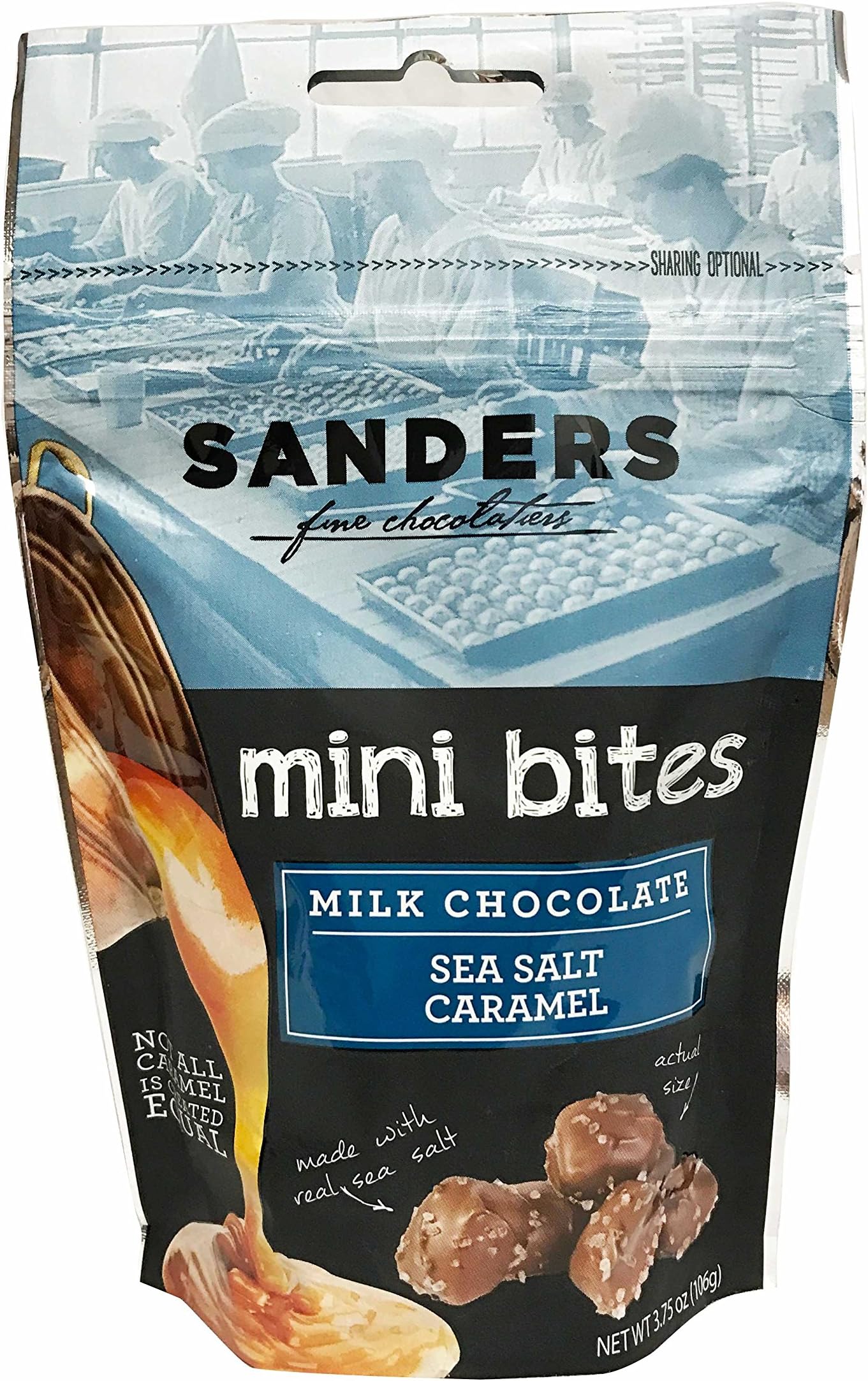 Sanders Fine Chocolates Mini Milk Chocolate Chip with Caramel and Sea Salt, 3.75 oz.