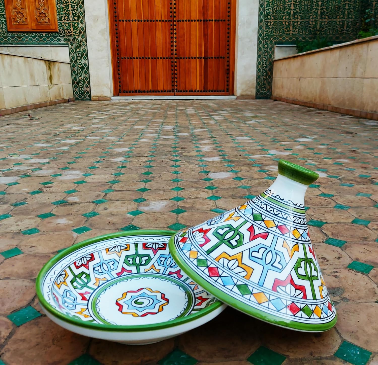 Handmade Moroccan Ceramic Tagine Pot, 10 inches Hand-Painted Clay Tajine for Serving, Authentic Moroccan for Kitchen & Dining, Tagine Lead Free (12'' = 30 cm)