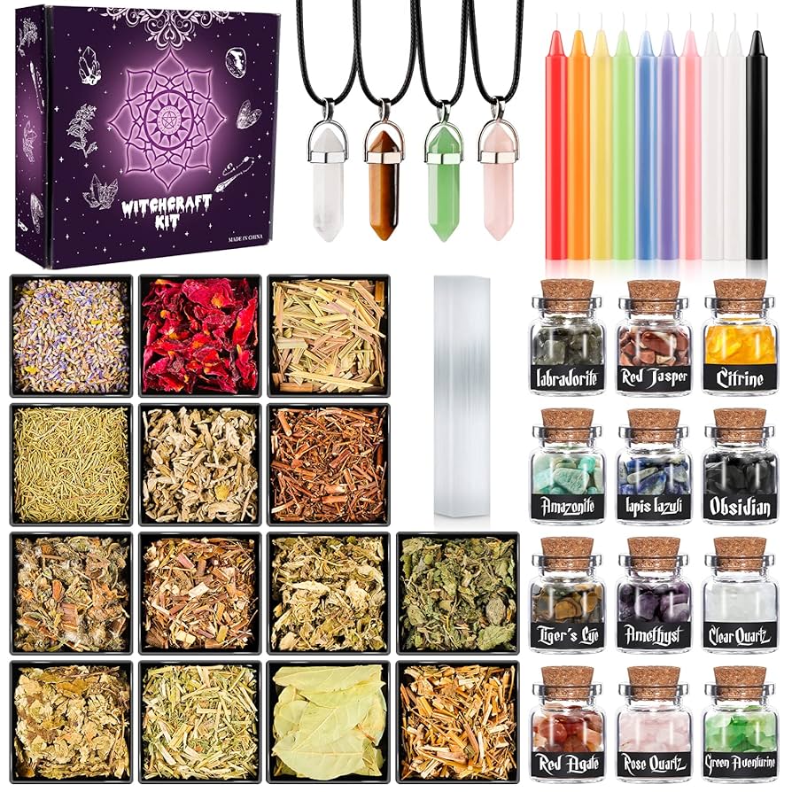 Deluxe Witchcraft Kit With Apothecary And Wiccan Supplies, Witch Supplies Starter Kit, Altar Supplies For Witches Premium