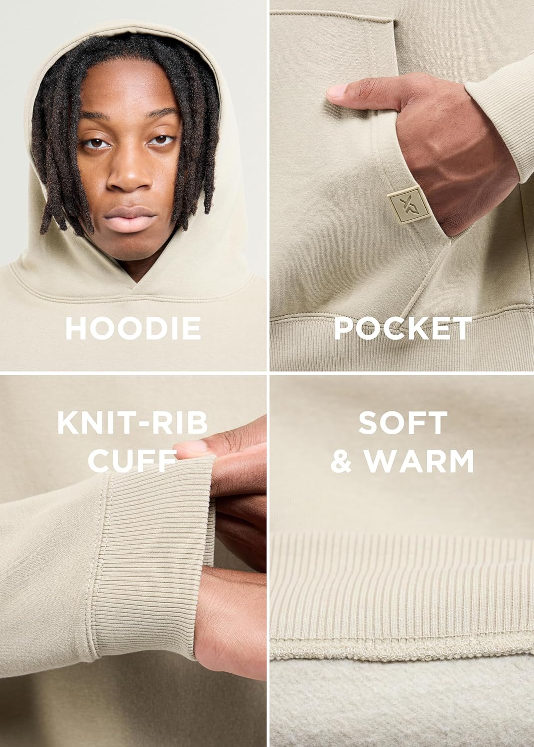 X RAY Men's Oversized Fleece Pullover Hoodie, Soft Mid-Weight Drop-Shoulder Mens Sweatshirt with Pocket for Fall and Winter - Image 4