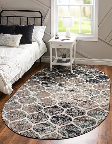 Miniatura 318 de Rugs.com Lattice Frieze Collection Alfombra – 4 x 6 pies, alfombra mediana negra perfecta para salas de estar, comedores grandes, planos abiertos