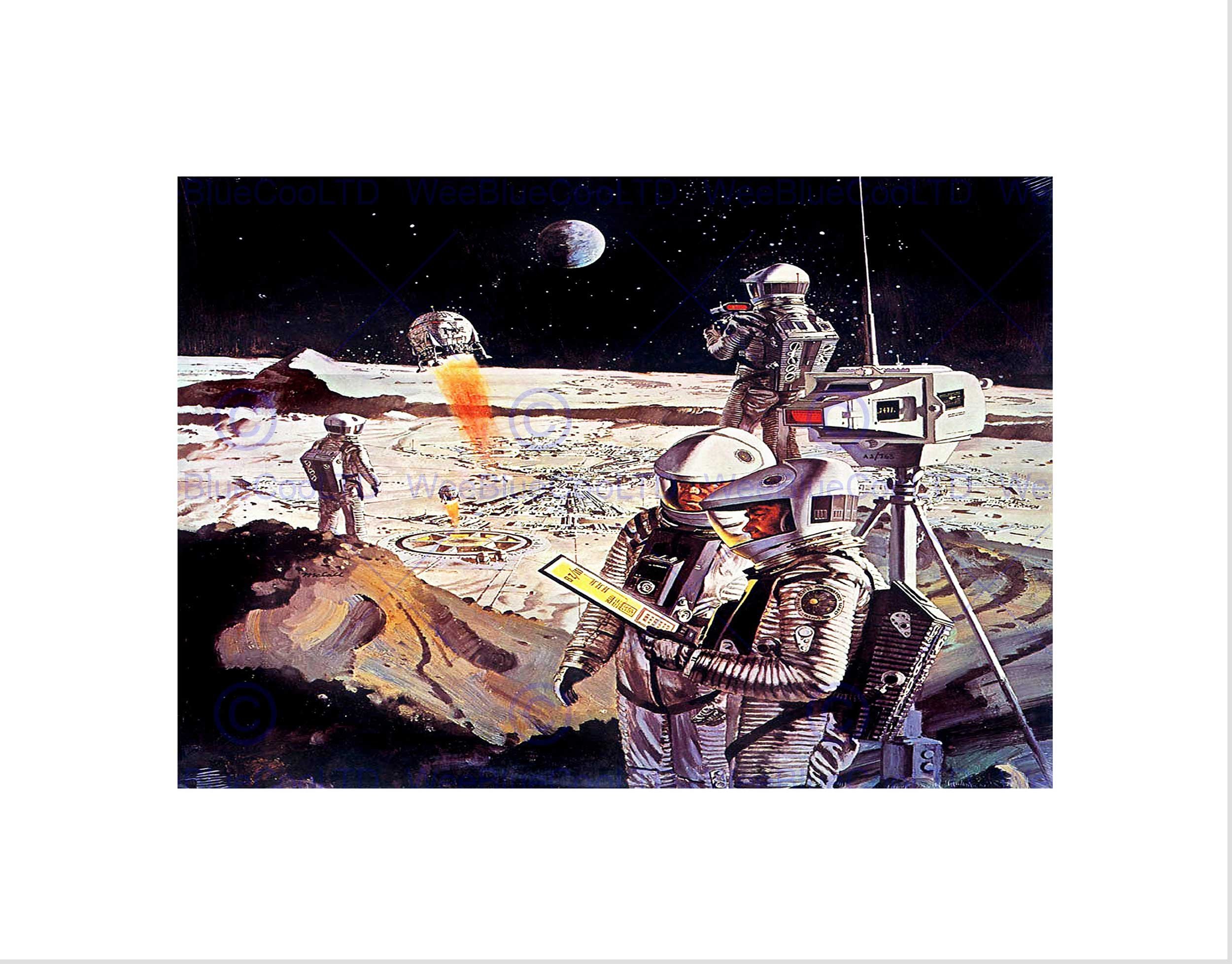 Wee Blue Coo Vintage Space Lunar Surface Robert Mccall Vintage Book Art Wall Art Print