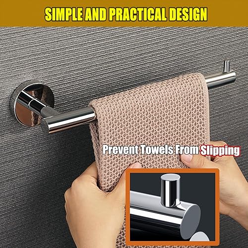 Miniatura 5 de Alise Toallero de mano para baño, toallero para baño, montaje en pared, toallero de acero inoxidable SUS304, para almacenamiento, cromo pulido