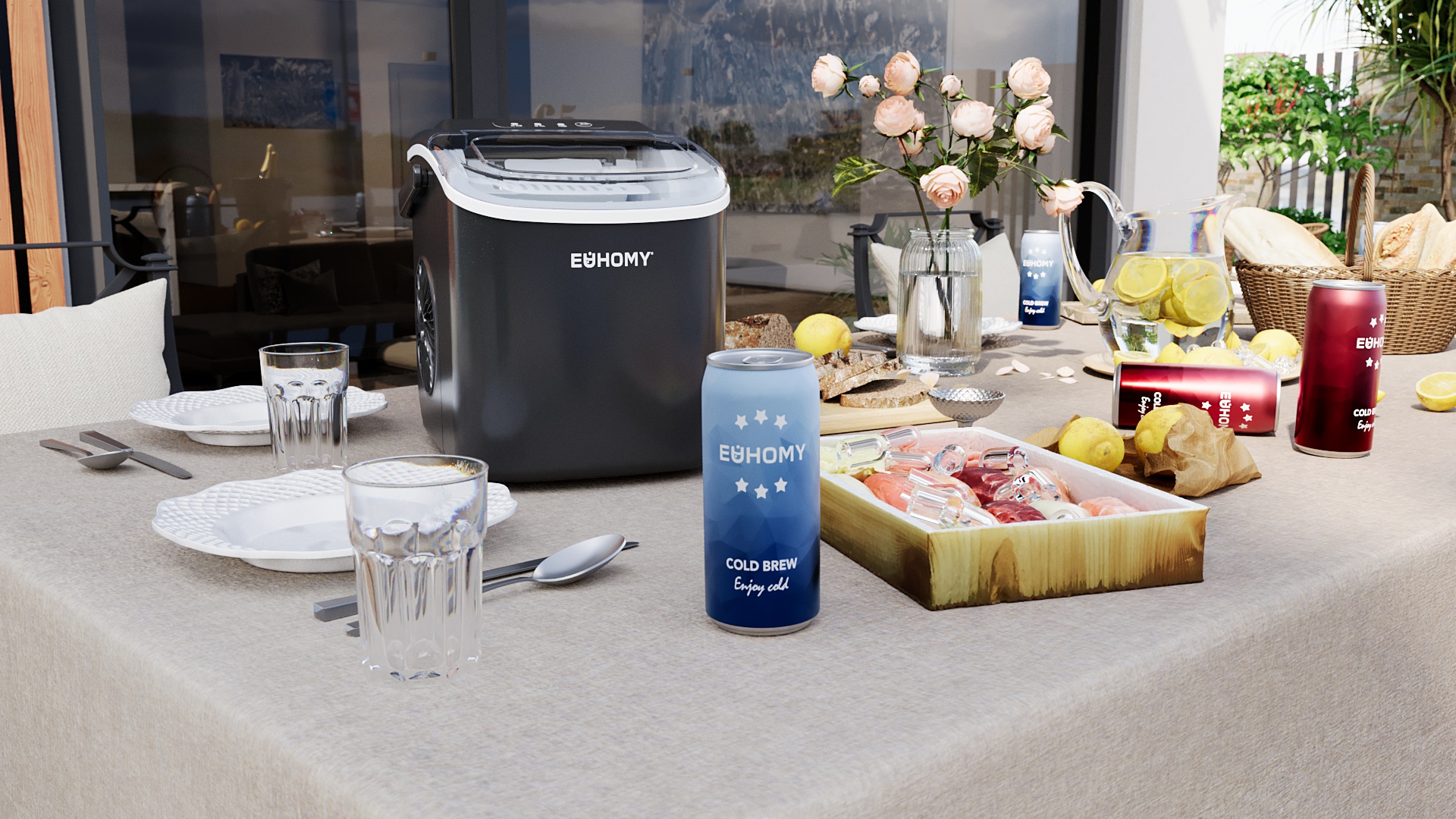 EUHOMY Ice Maker Machine Countertop Ice Cube Maker, Self-Cleaning