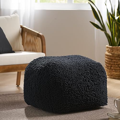 Miniatura 2 de Christopher Knight Home Moloney - Puf redondo de chenilla de microfibra, color carbón