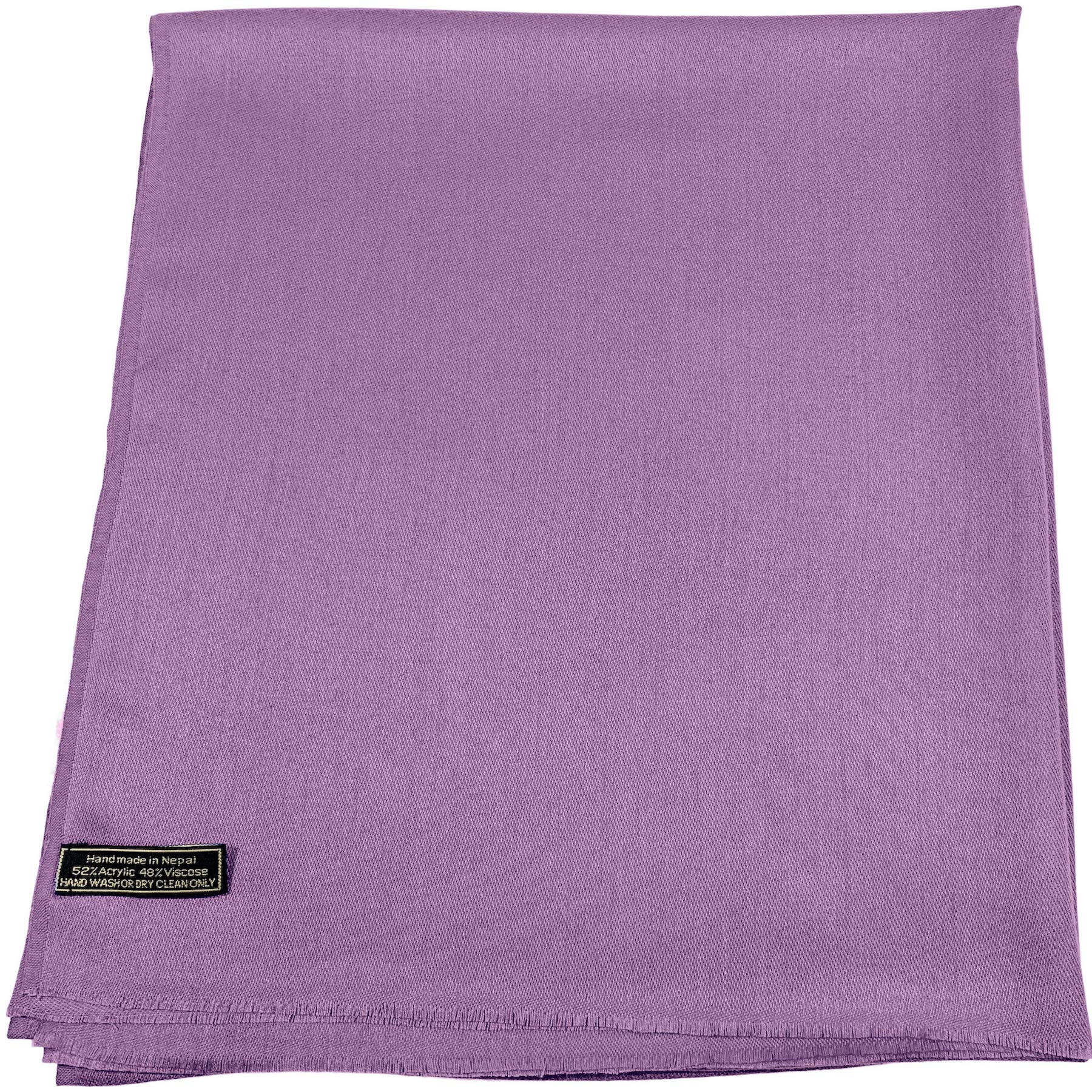 Cj Apparel Women's Mauve Fc1083 Mauve Solid Colour Fringe Design Nepalese Shawl Seconds Scarf Wrap Stole Throw Head Wrap Pashmina Hand Made In Nepal